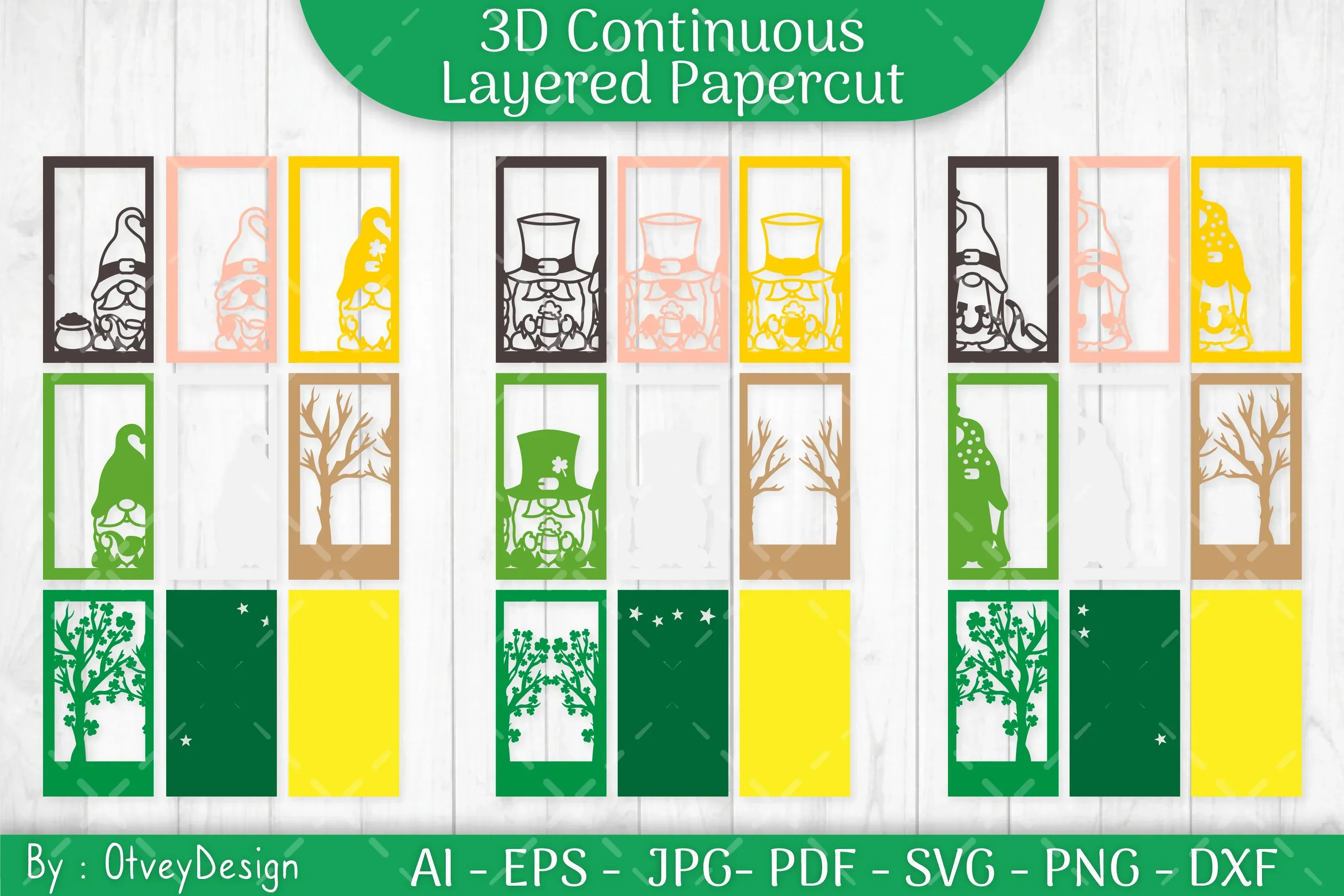 Gnome St. Patrick's Day 3D Layered Papercut SVG Bundle - Image 3