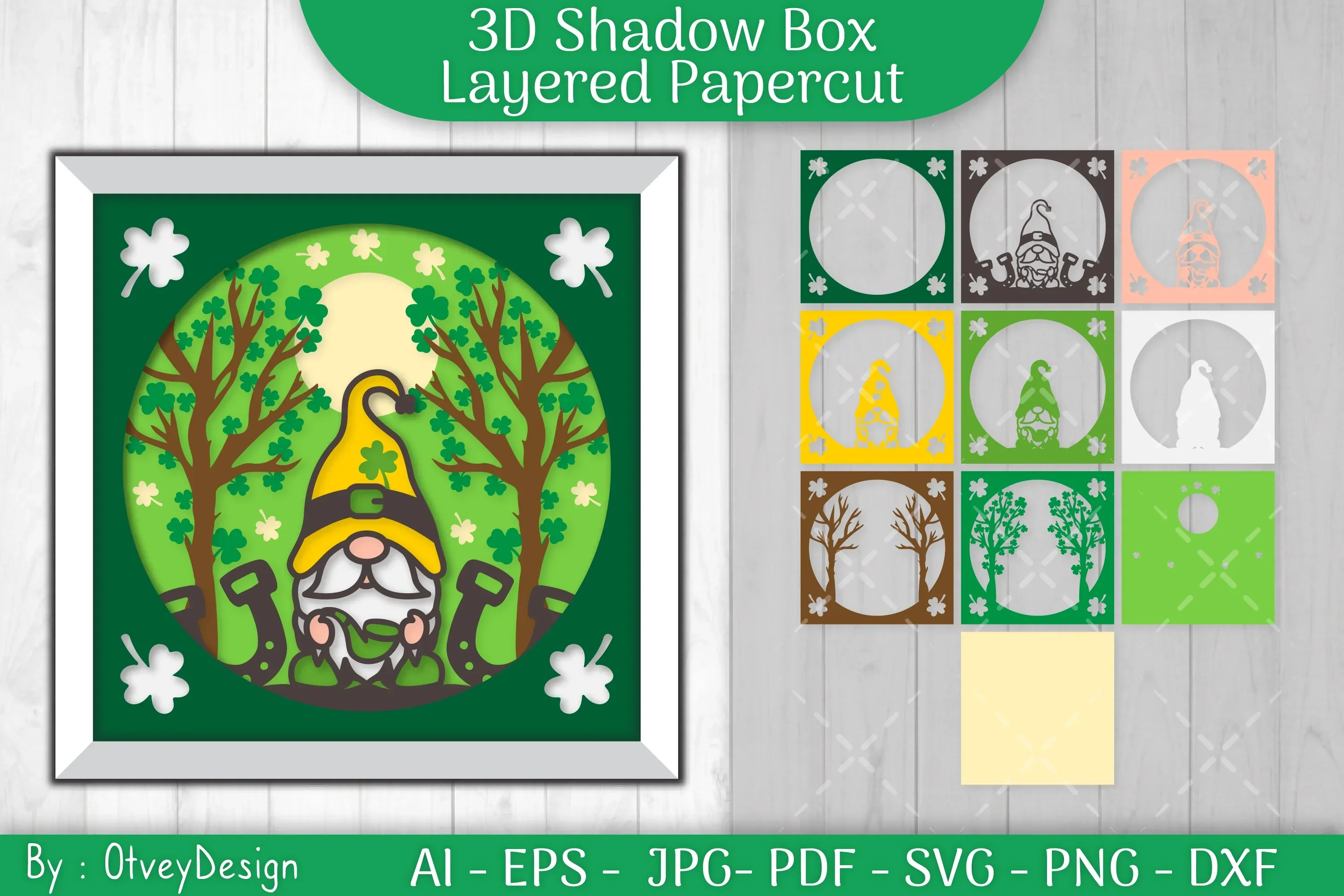 Gnome St. Patrick's Day Shadow Box SVG Bundle