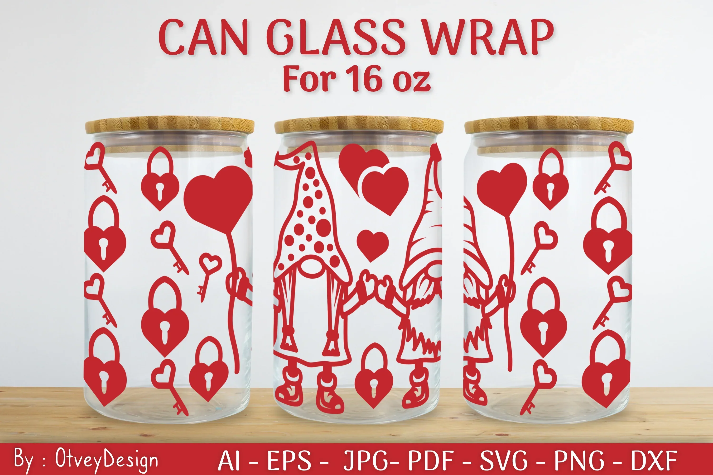 Gnome Valentine Can Glass 16 OZ SVG Bundle - Image 2