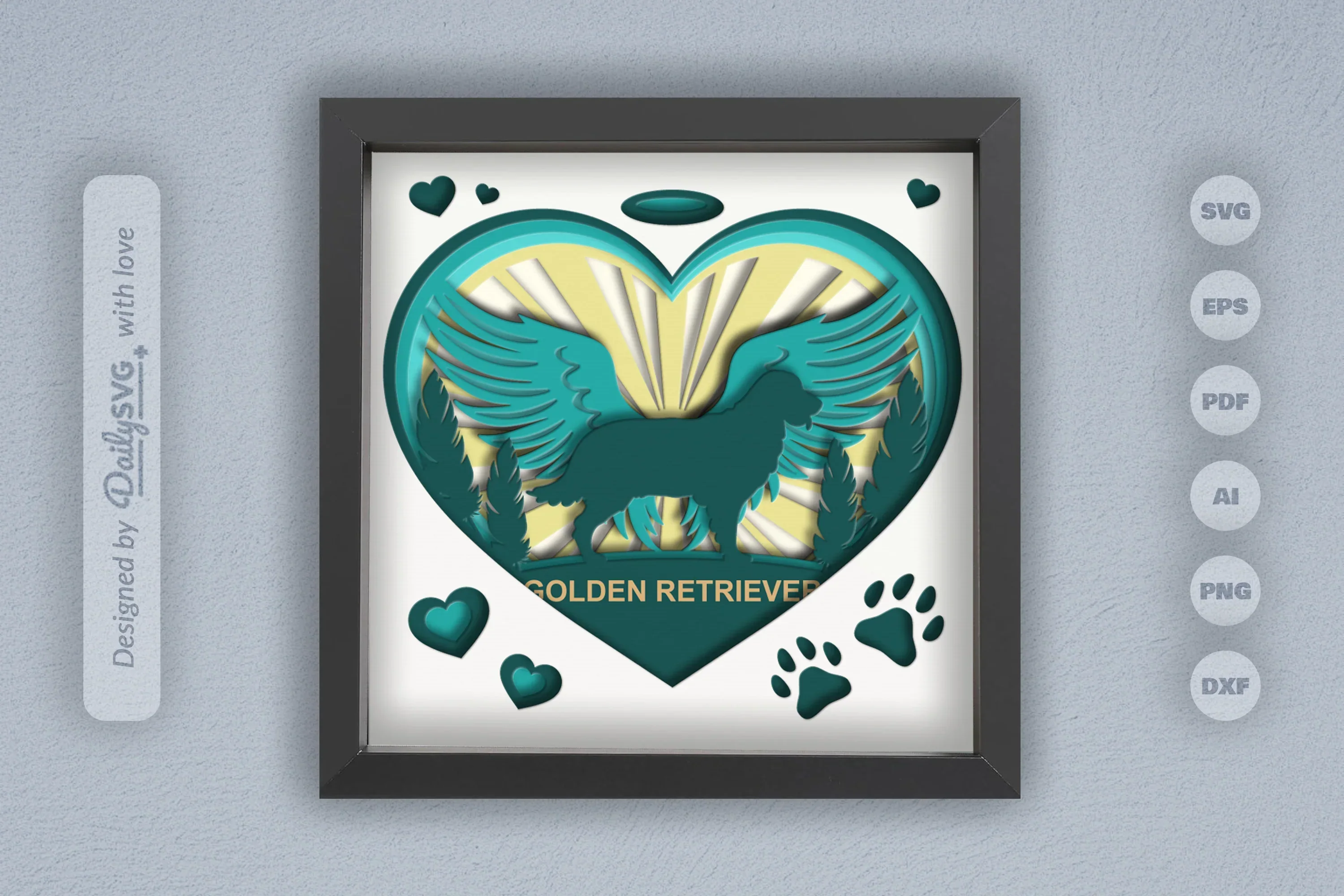 Golden Retriever Memorial Papercut SVG Bundle