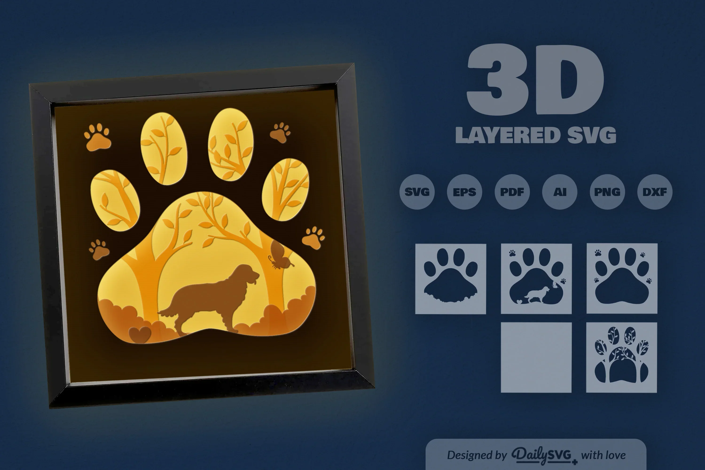 Golden Retriever Papercut SVG Bundle - Image 3