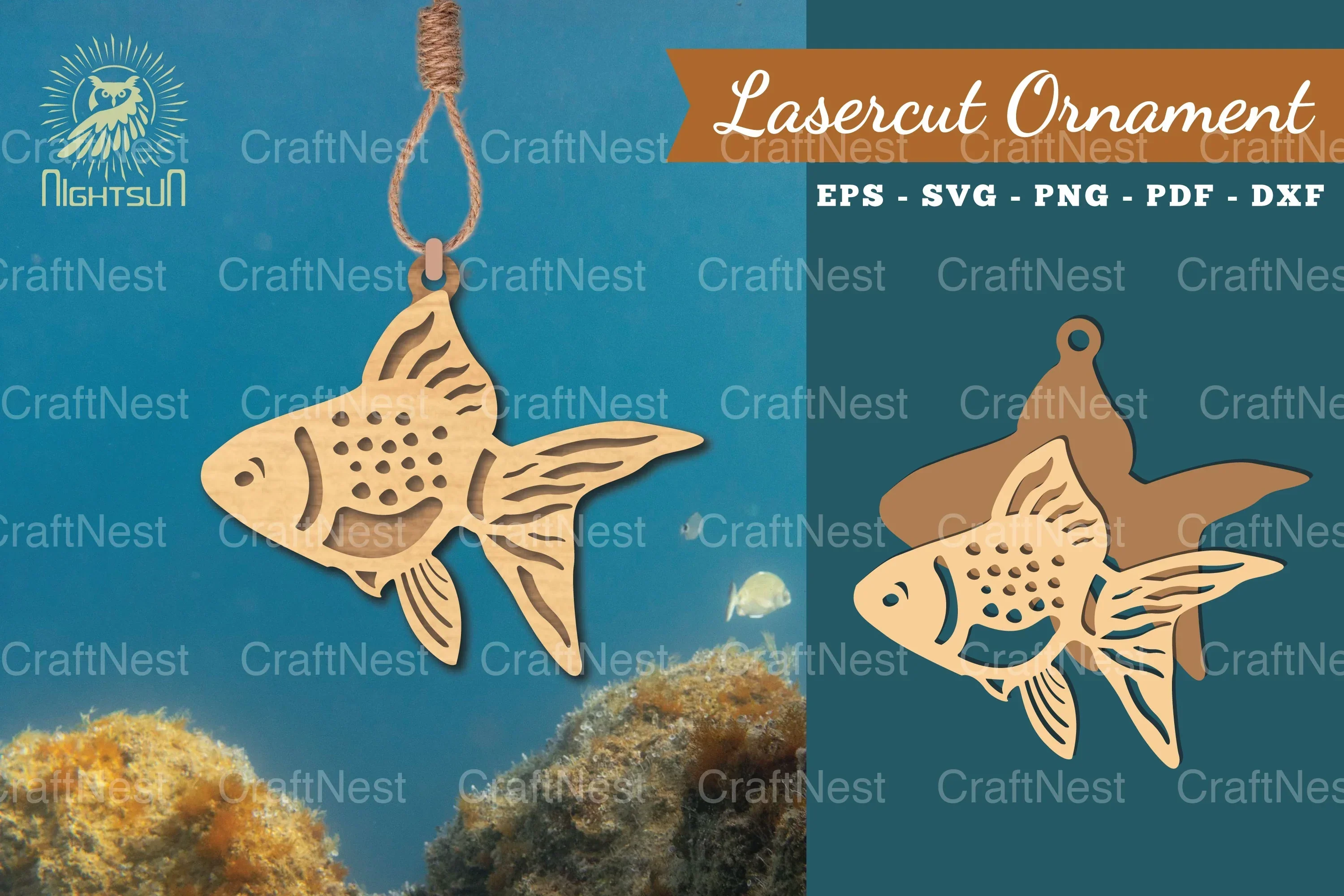 Goldfish Laser Cut Ornament Clipart Bundle