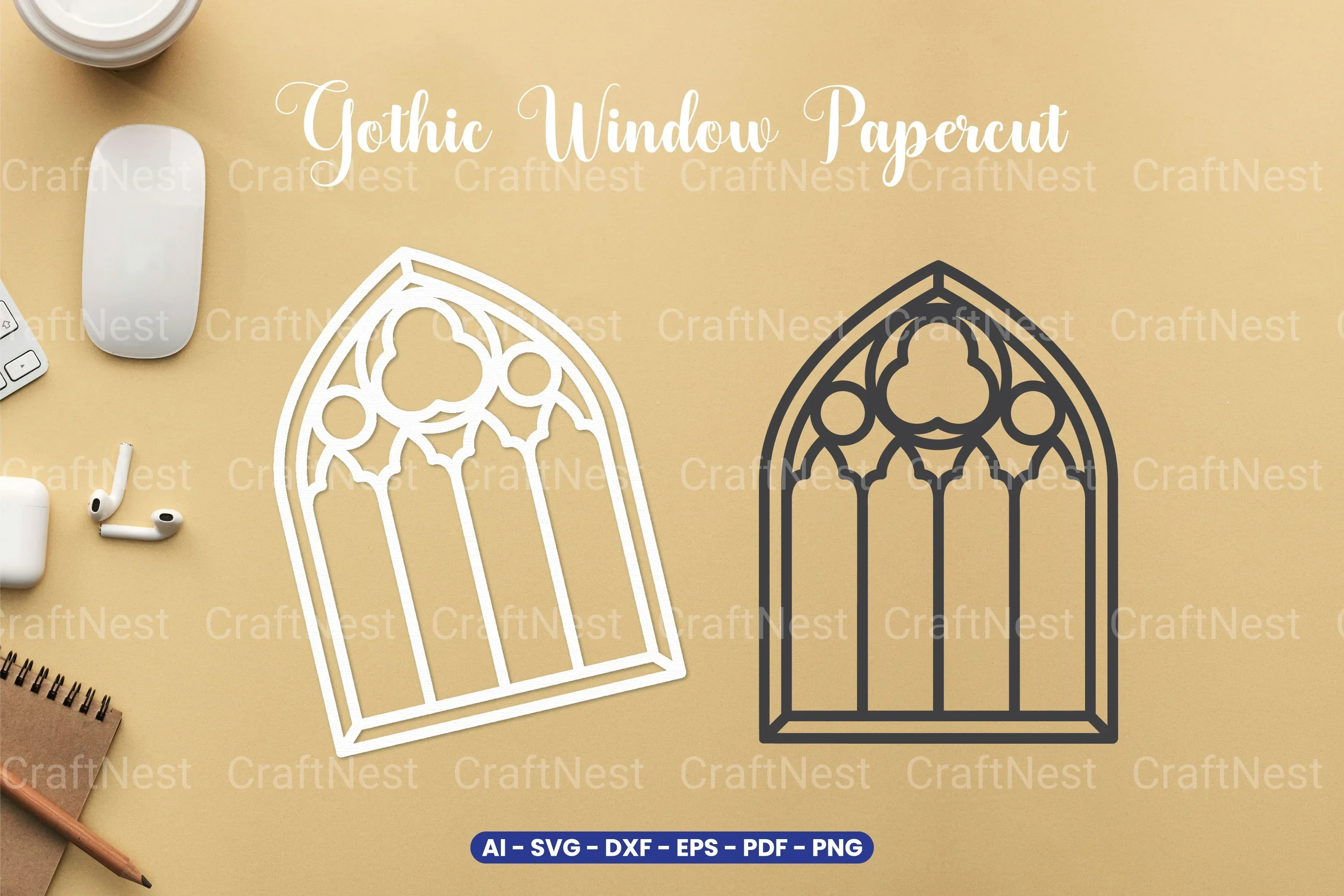 Gothic Window Papercut SVG Bundle