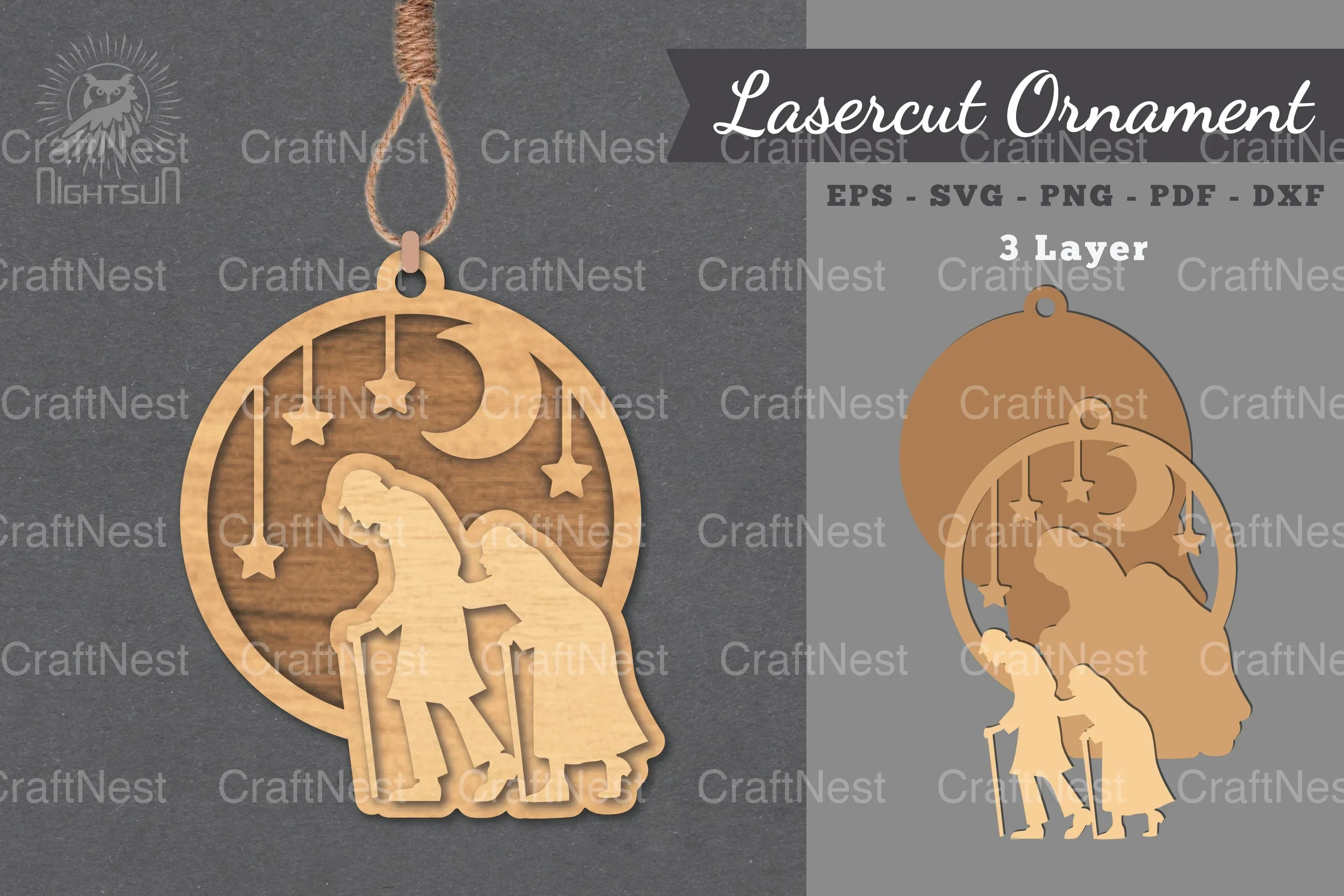 Grandparents Love Laser Cut Ornament Clipart Bundle