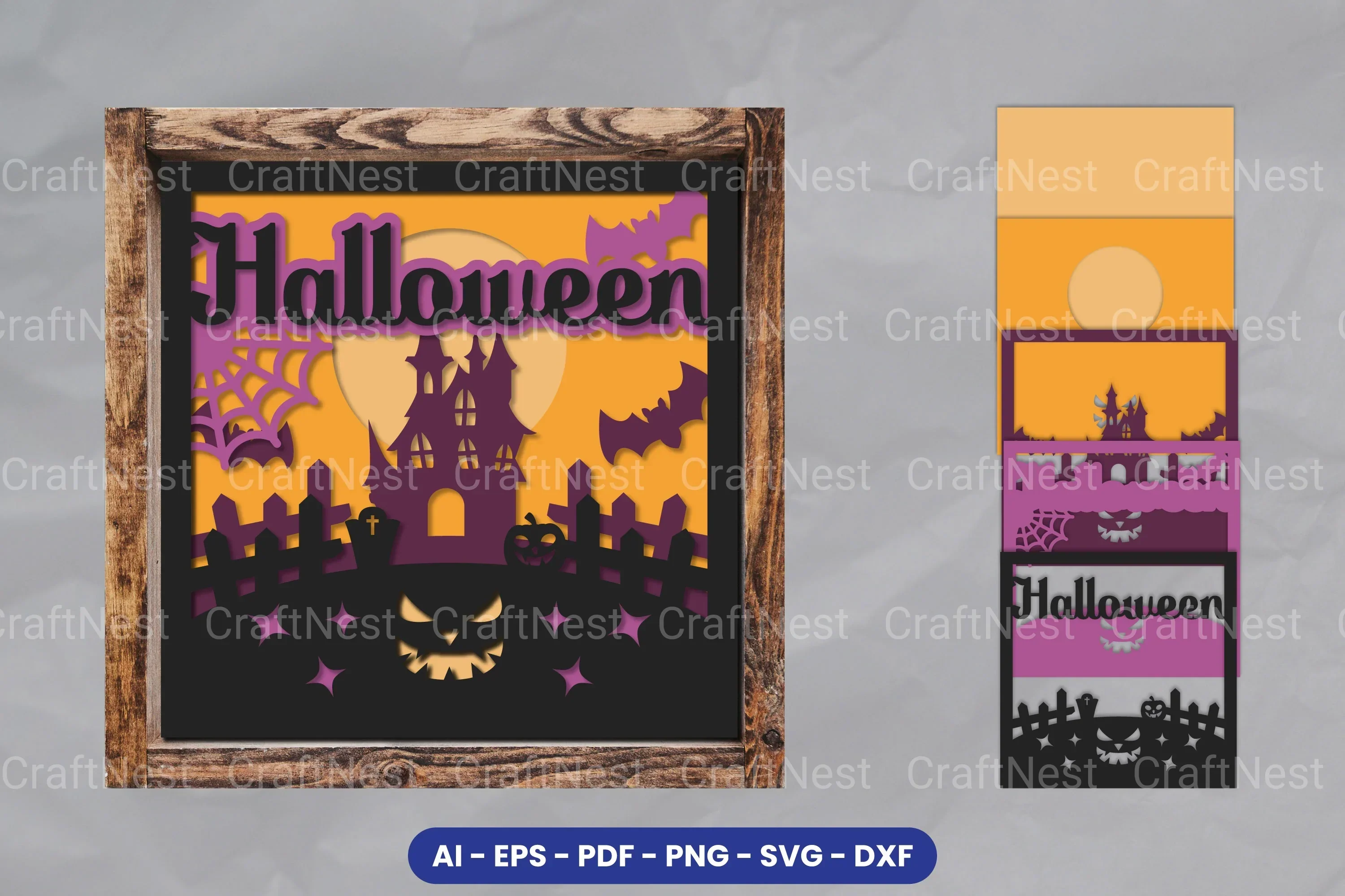 Halloween 3D Layered Papercut SVG Bundle