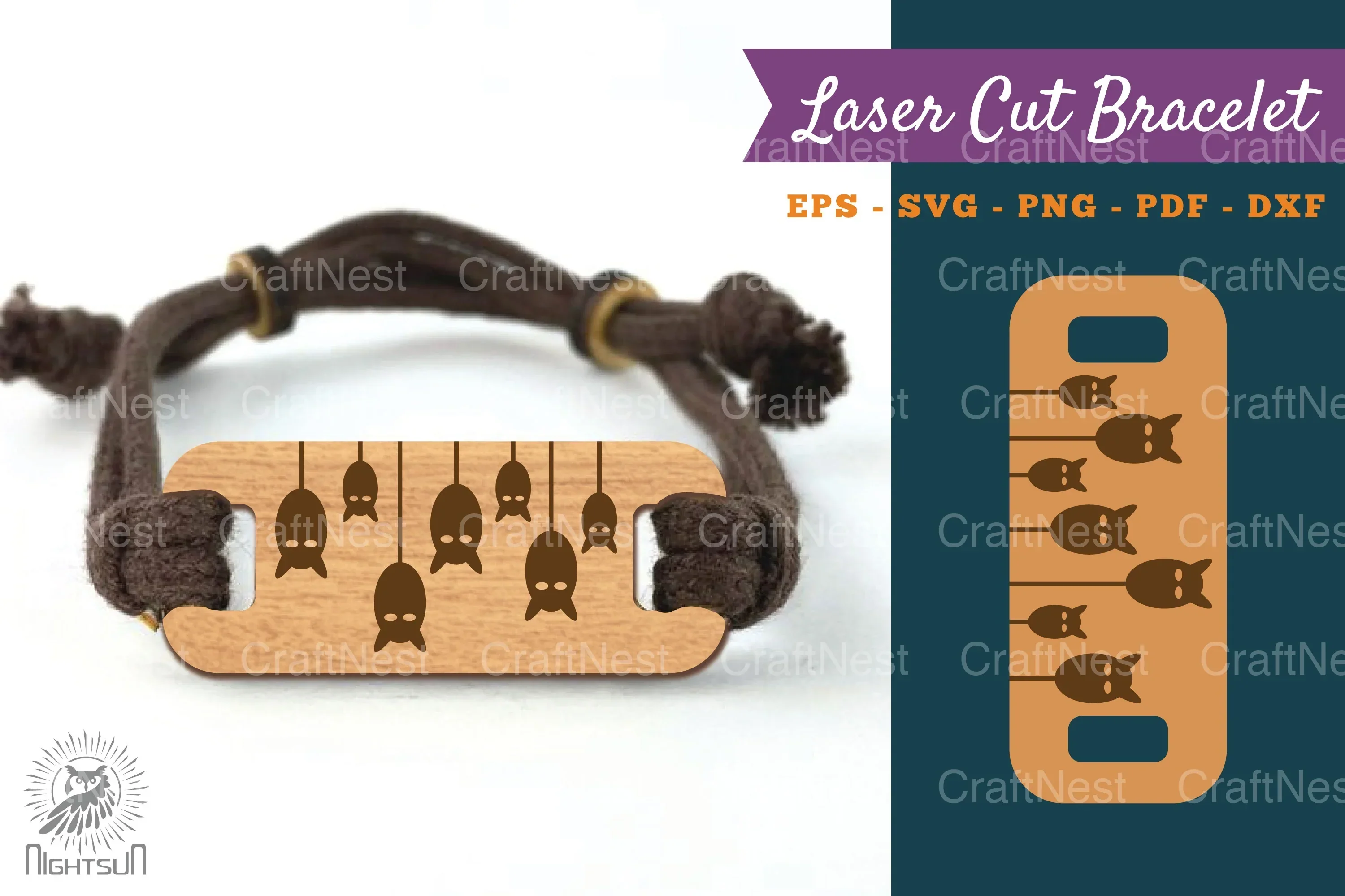 Halloween Bat Laser Cut Bracelet Design Bundle