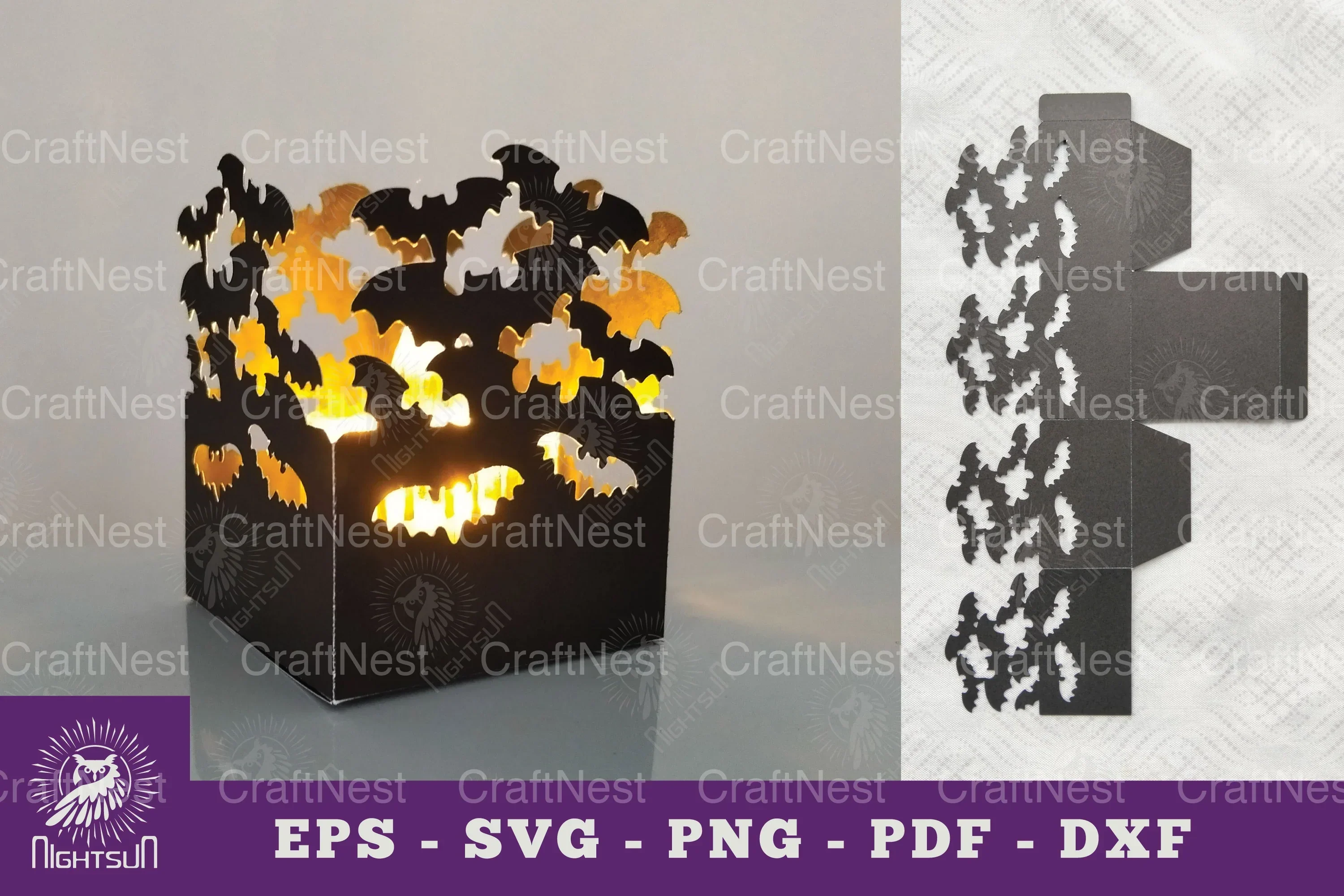 Halloween Bat Papercut Lantern Clipart Bundle