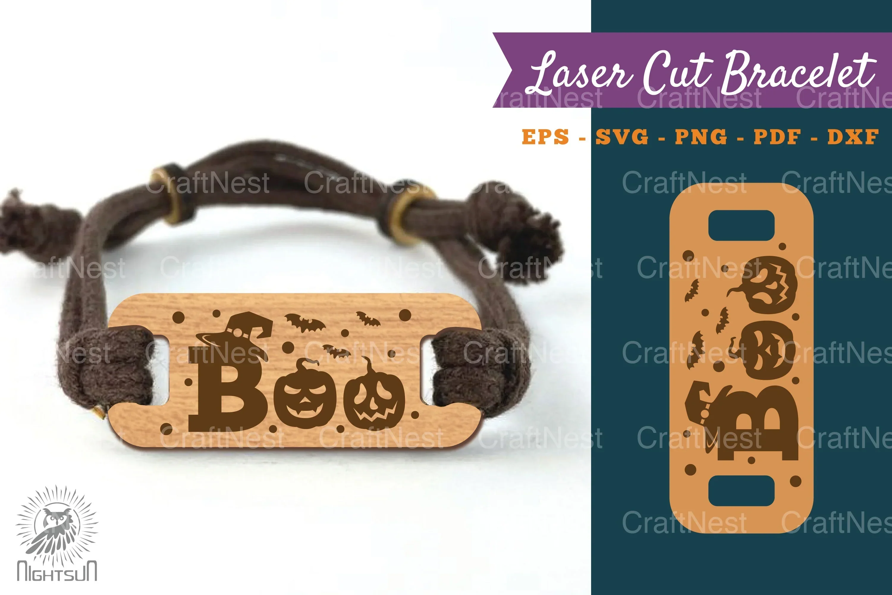 Halloween Boo Laser Cut Bracelet SVG Bundle