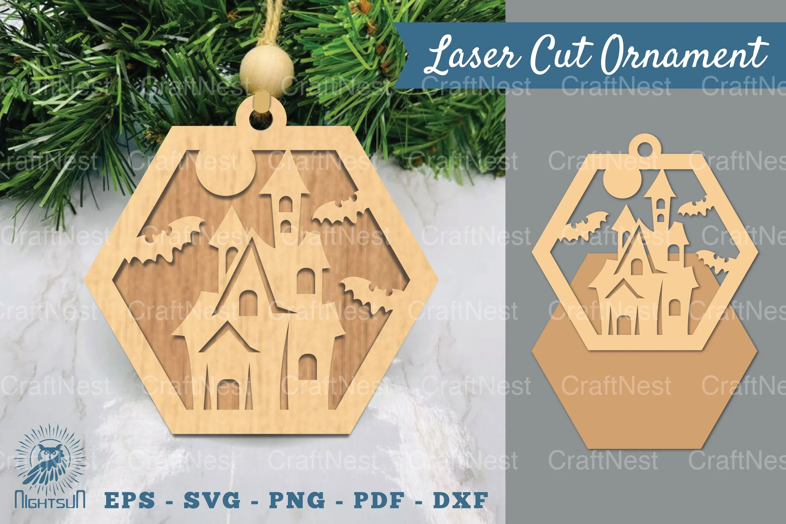 Halloween Castle Laser Cut Ornament Clipart Bundle