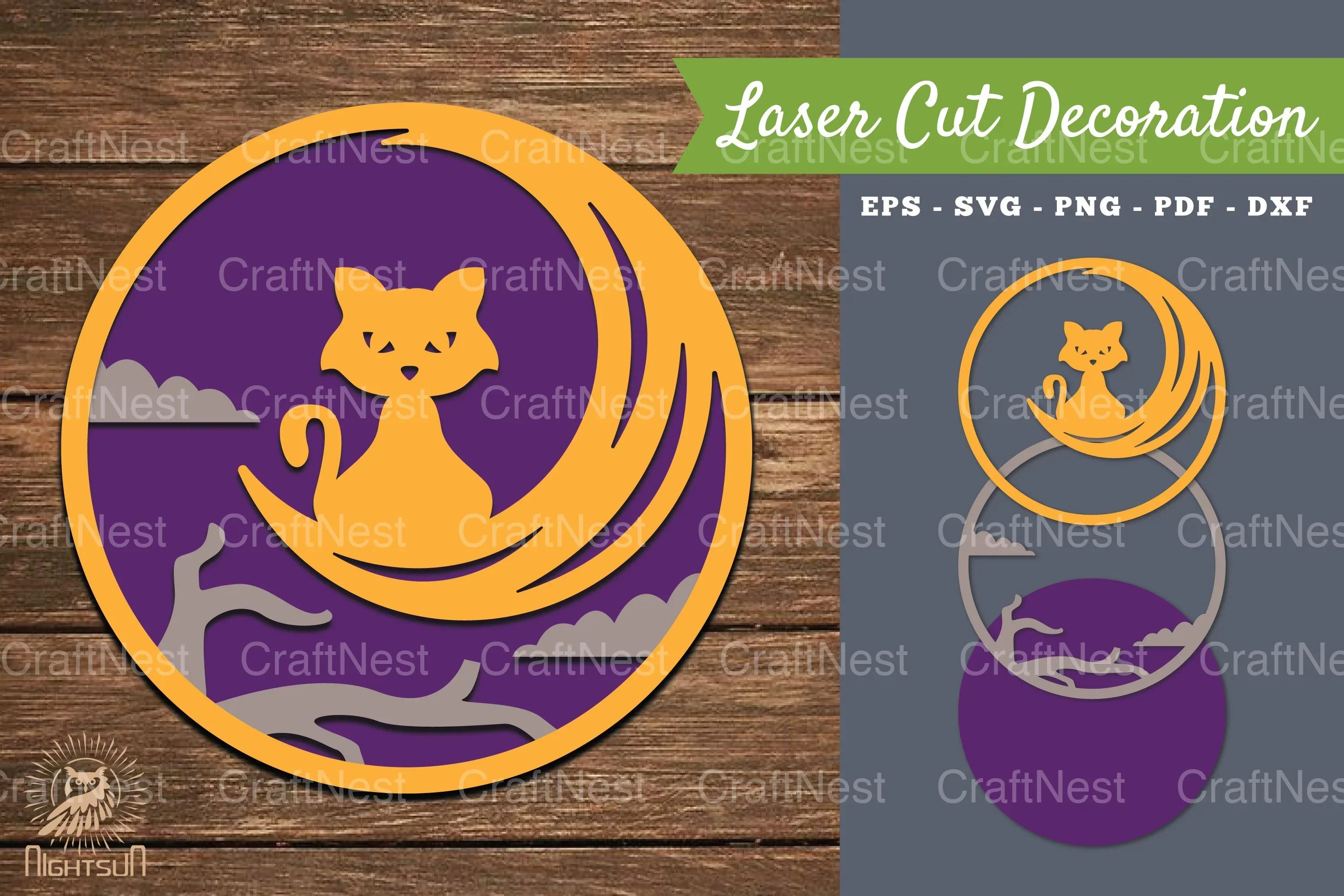 Halloween Cat Laser Cut Decoration Clipart Bundle