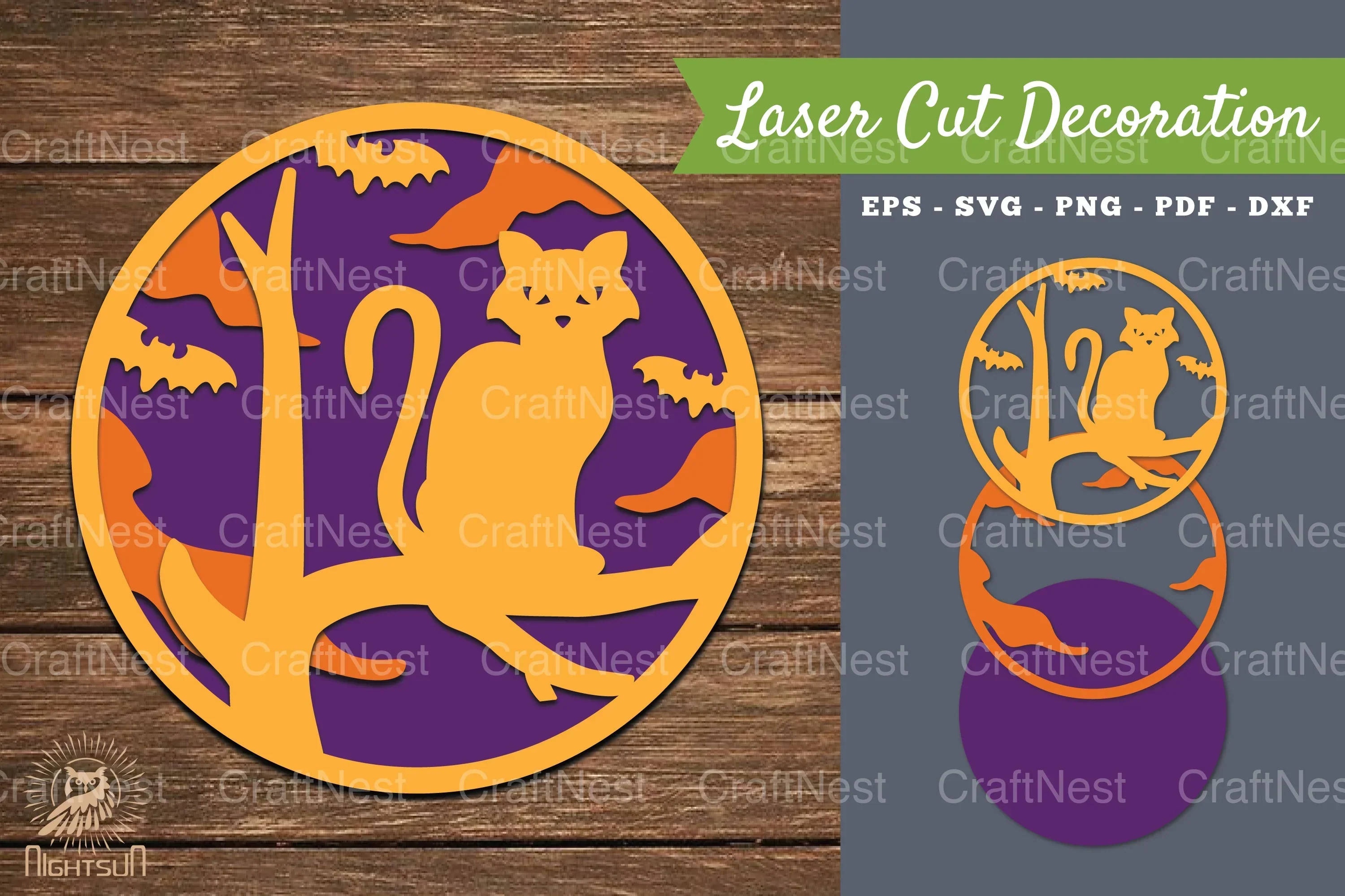 Halloween Cat Laser Cut Decoration Clipart Bundle