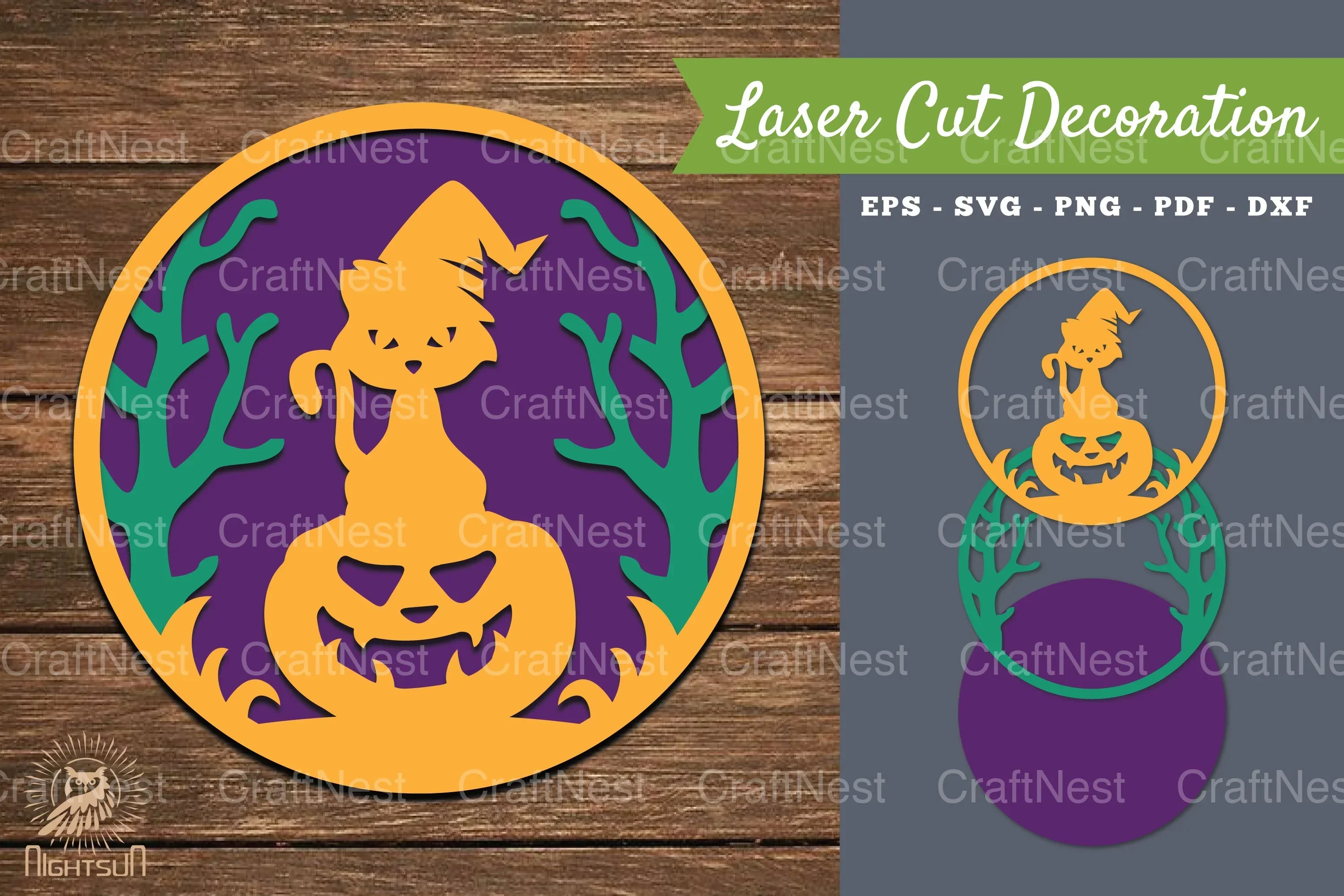 Halloween Cat Laser Cut Decoration SVG Bundle