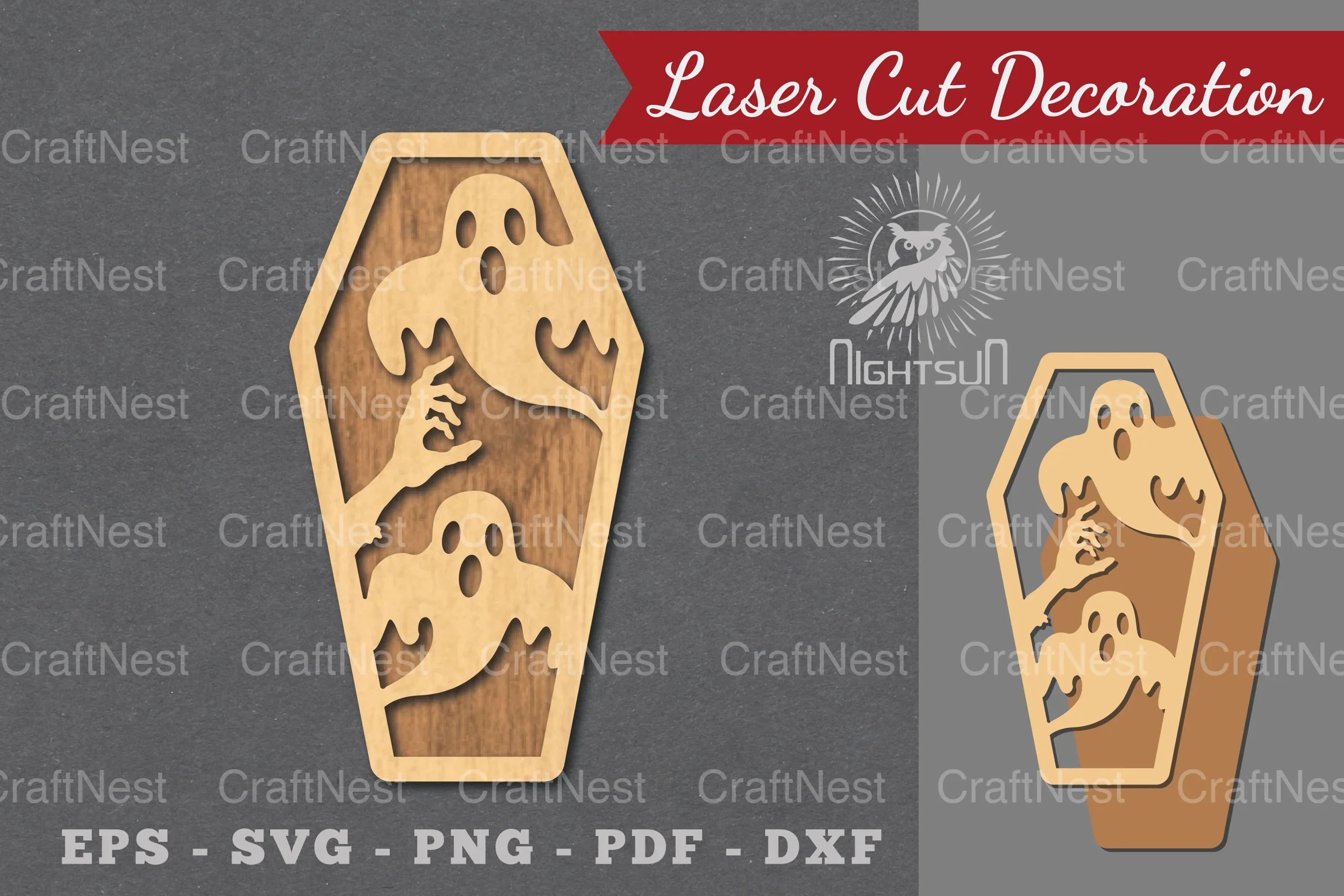 Halloween Coffin Laser Cut Decoration Clipart Bundle