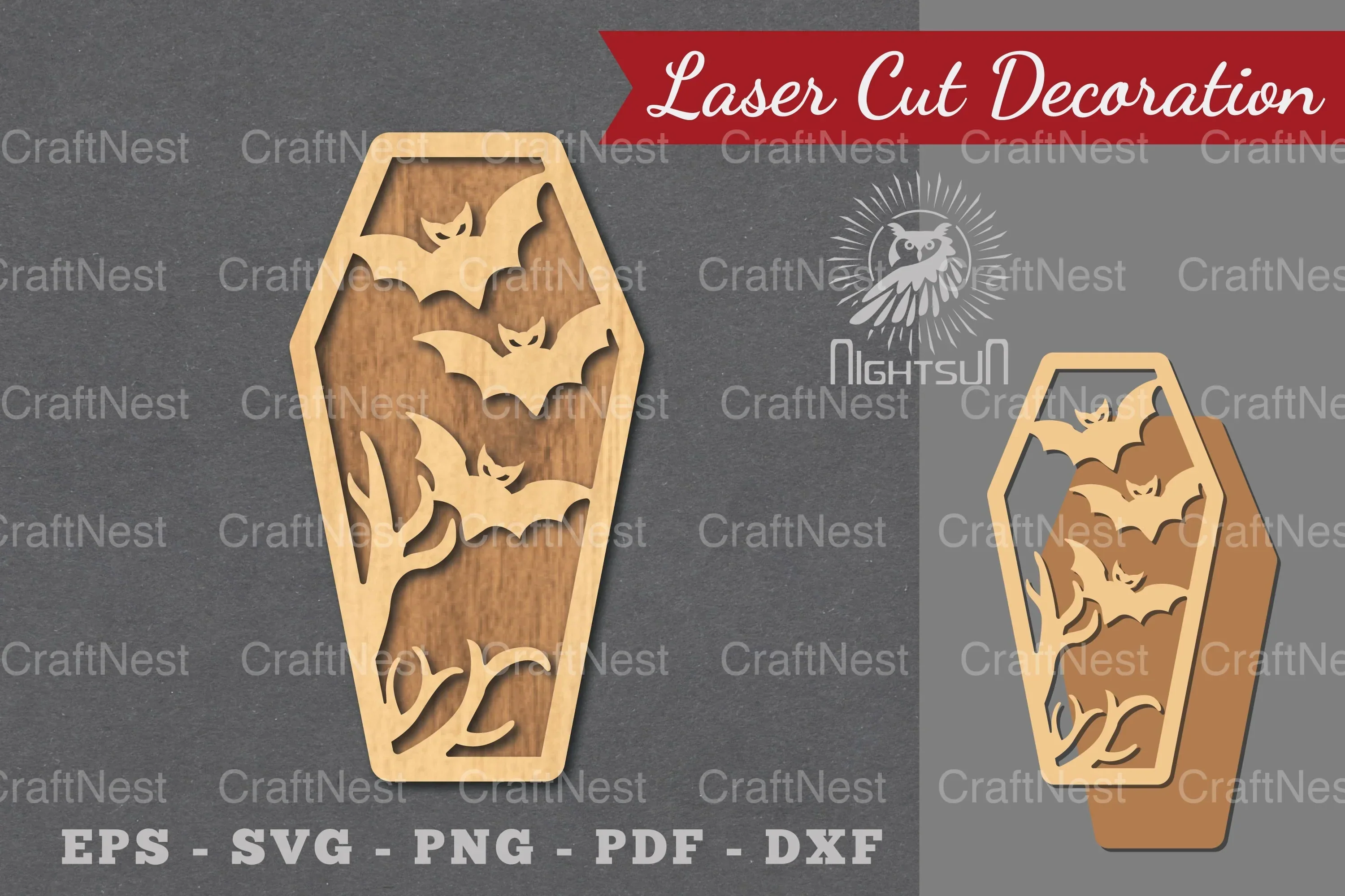 Halloween Coffin Laser Cut Decoration Clipart Bundle