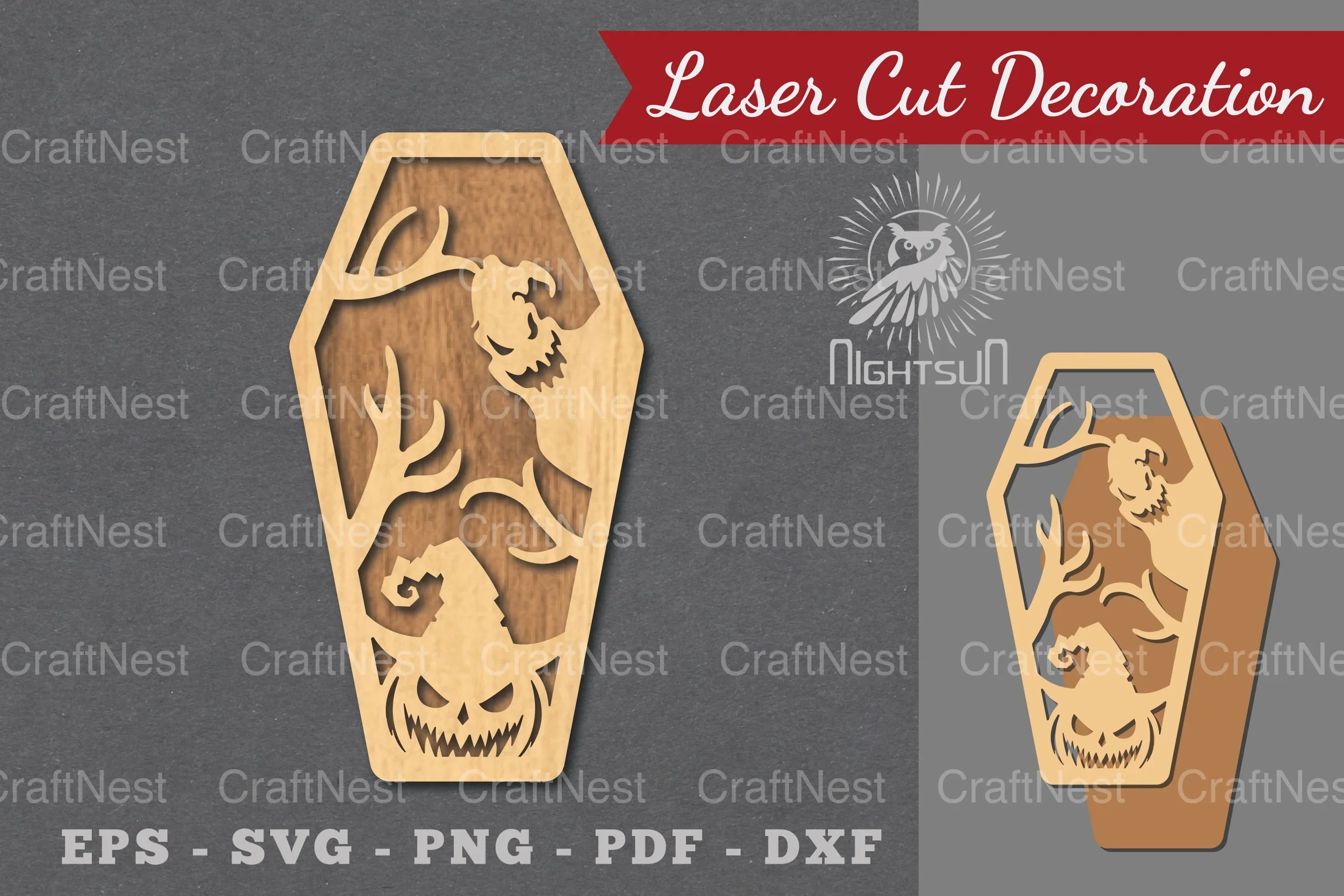 Halloween Coffin Laser Cut Decoration Clipart Bundle