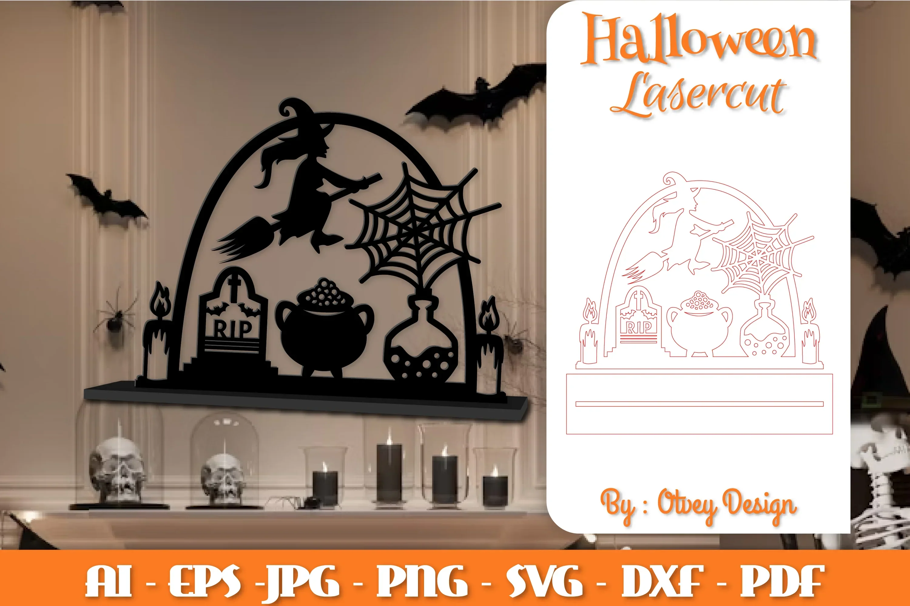 Halloween Decorations Lasercut SVG Bundle