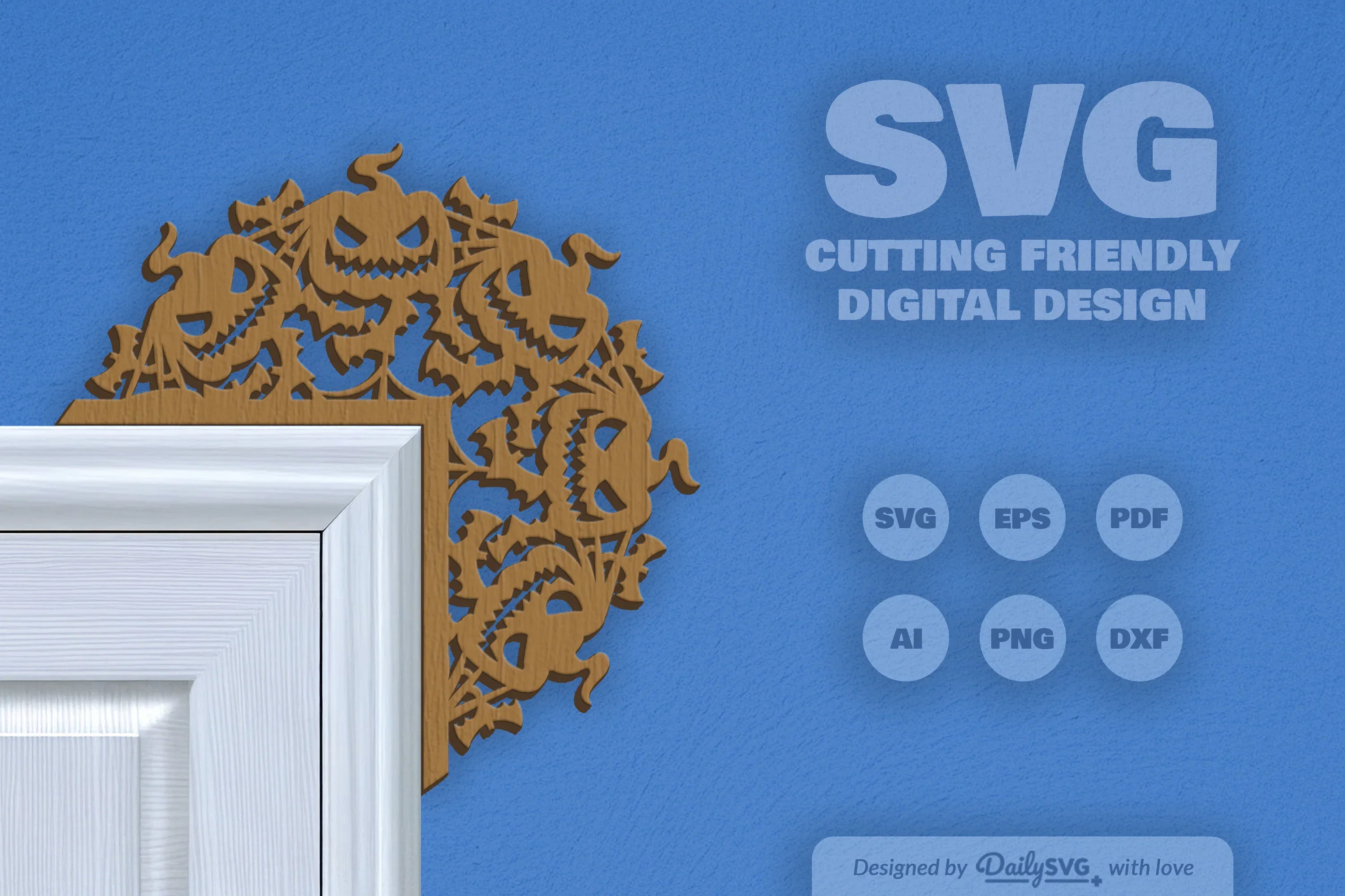 Halloween Door Corner Laser Cut Clipart SVG Bundle - Image 11