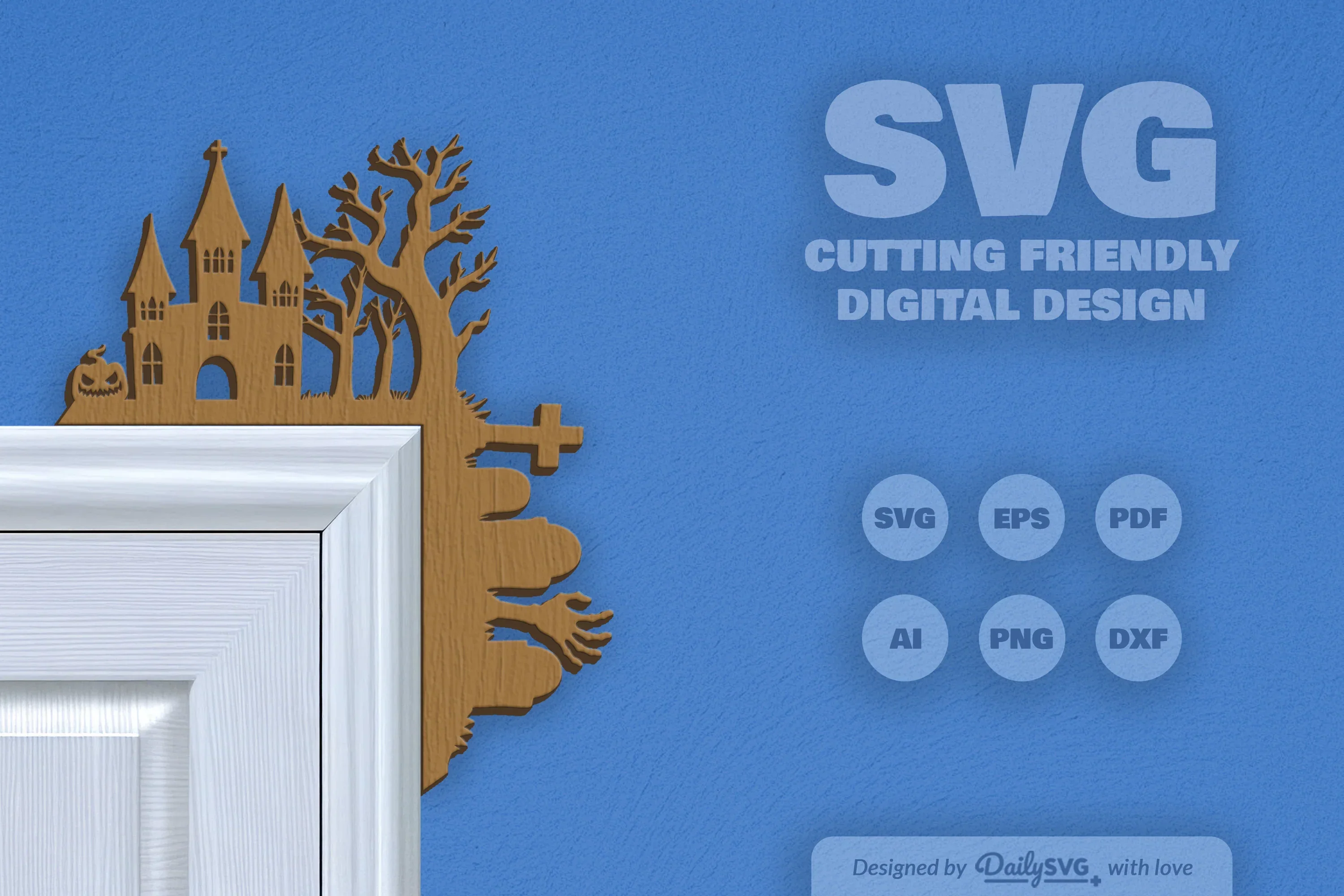 Halloween Door Corner Laser Cut Clipart SVG Bundle - Image 2