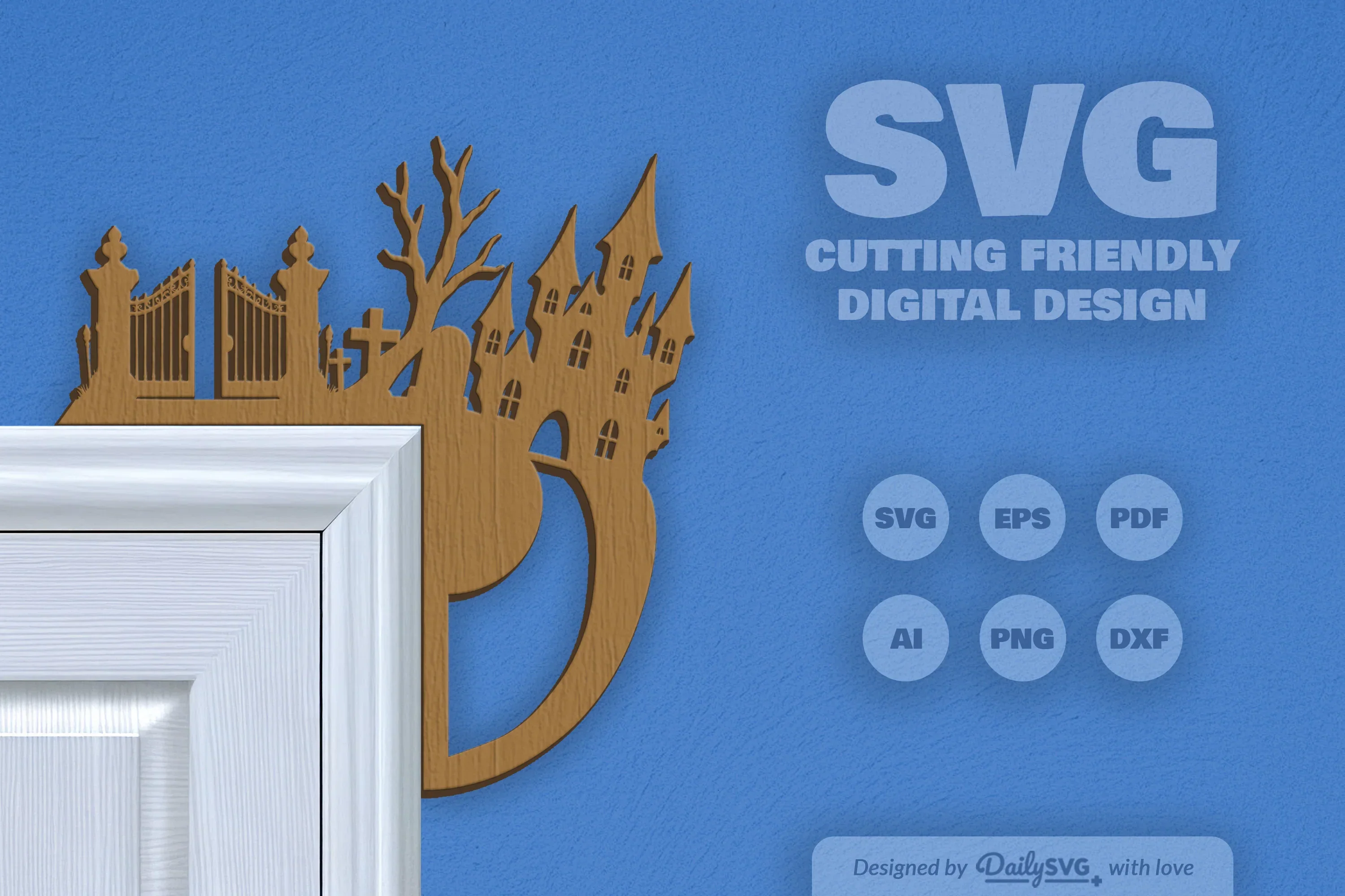 Halloween Door Corner Laser Cut Clipart SVG Bundle - Image 4