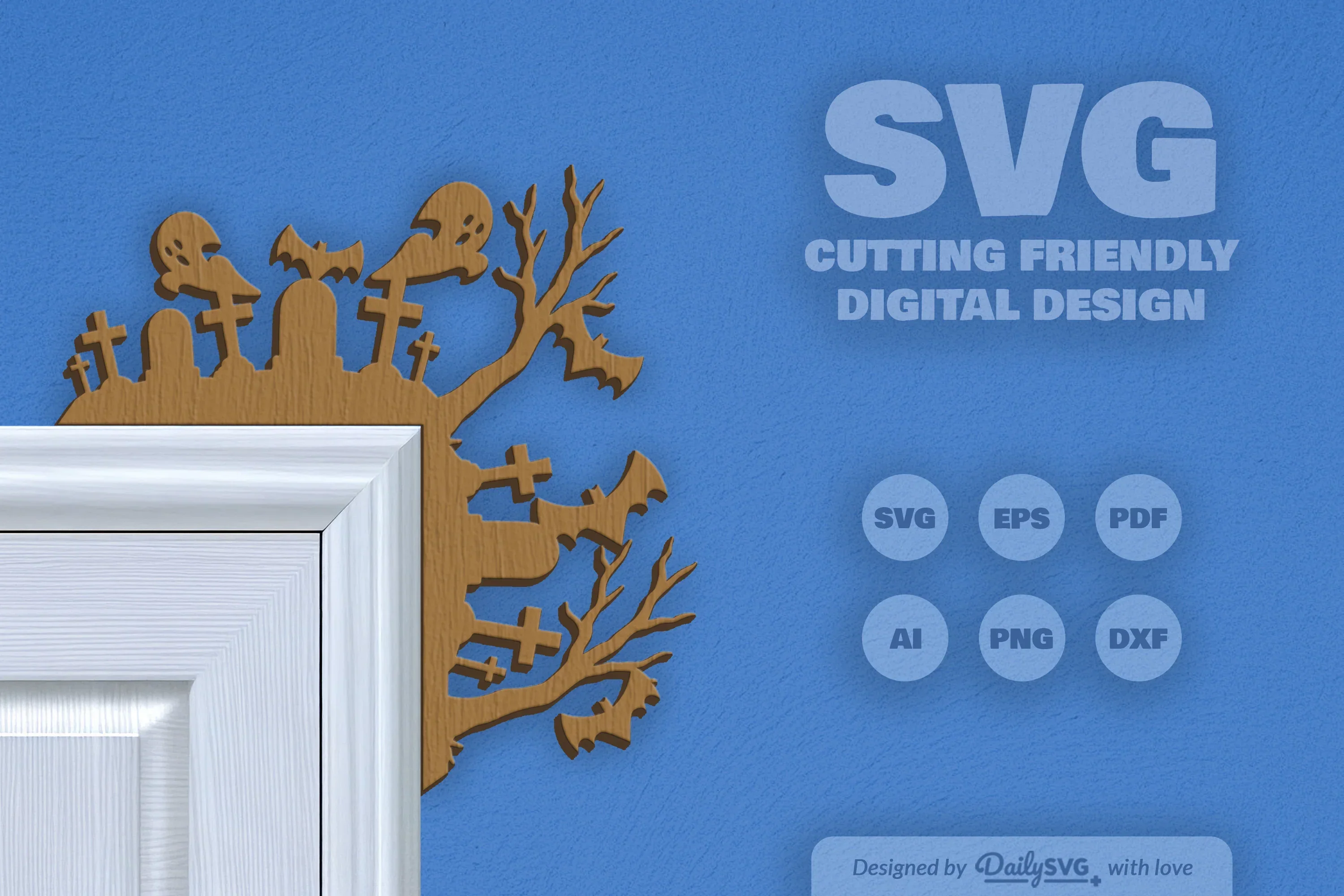 Halloween Door Corner Laser Cut Clipart SVG Bundle - Image 5