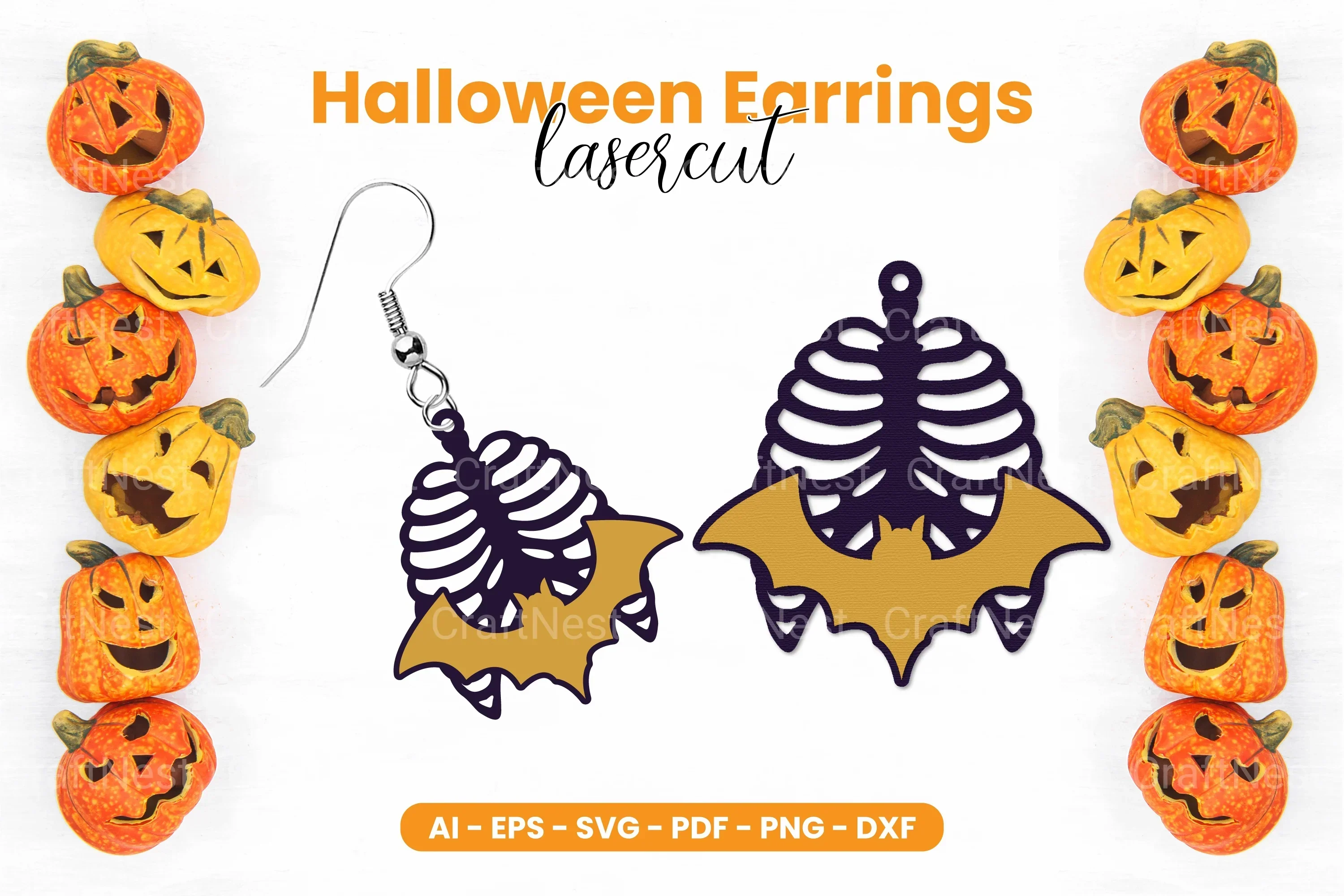 Halloween Earrings Lasercut SVG Bundle Clipart