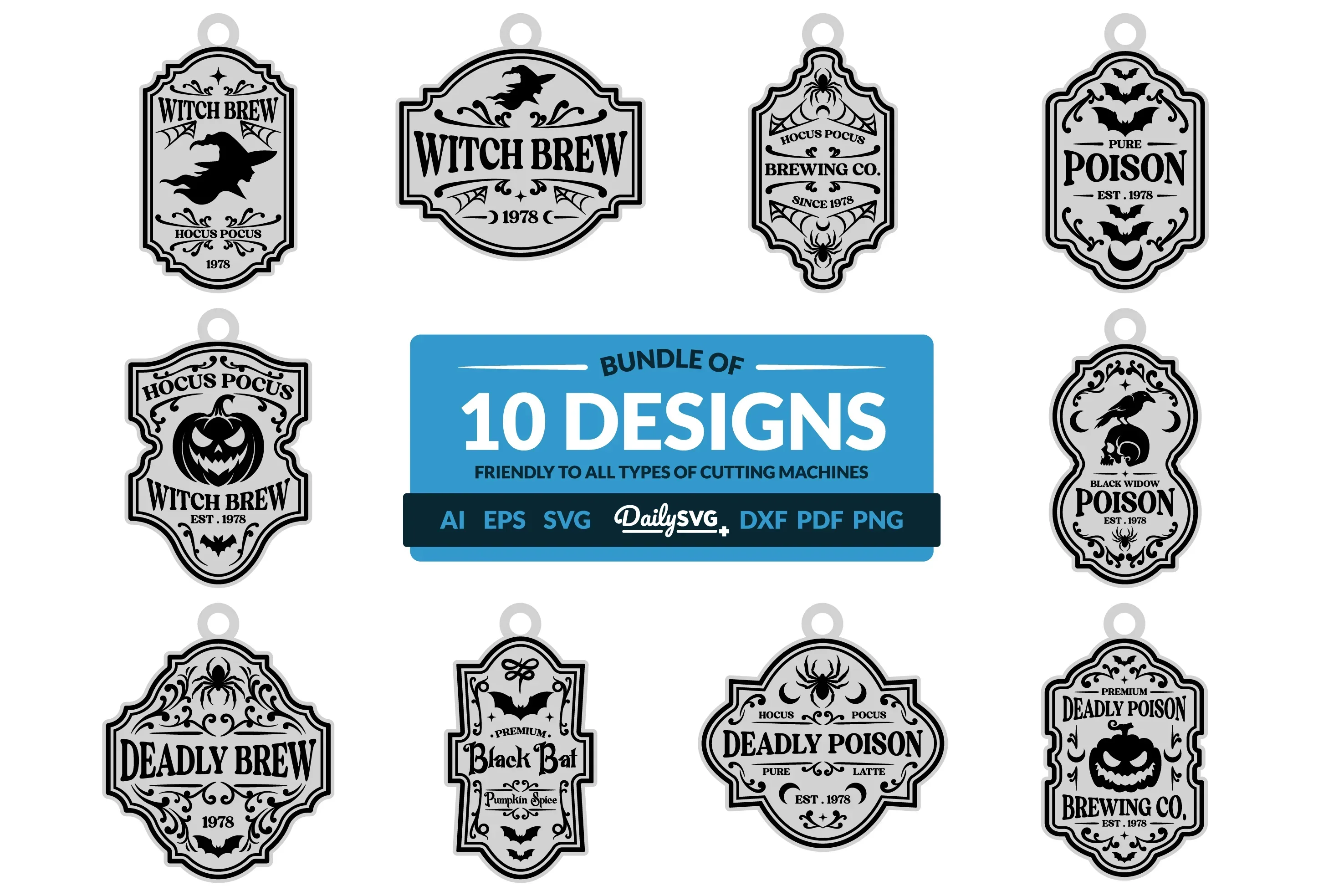 Halloween Engraving Keychain Clipart SVG Bundle