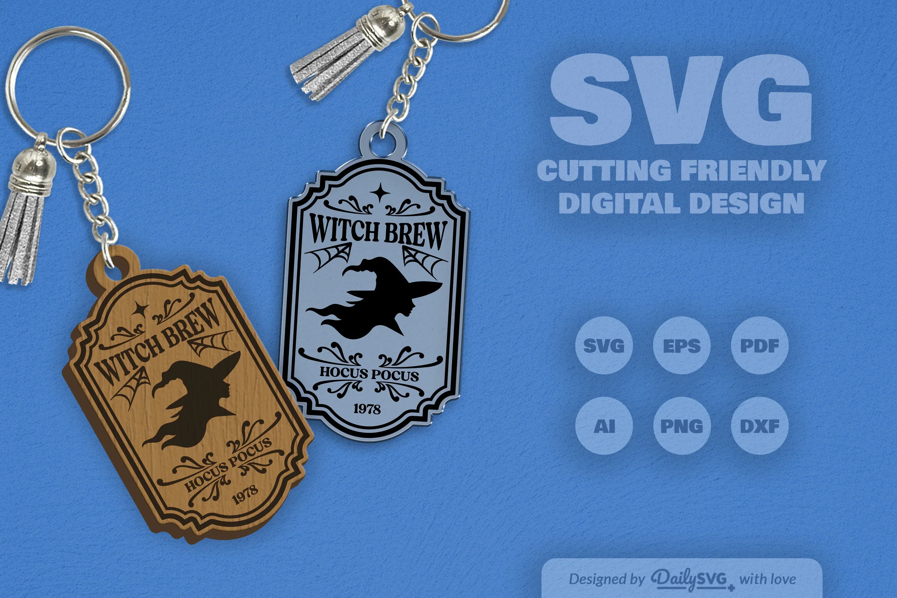Halloween Engraving Keychain Clipart SVG Bundle - Image 2