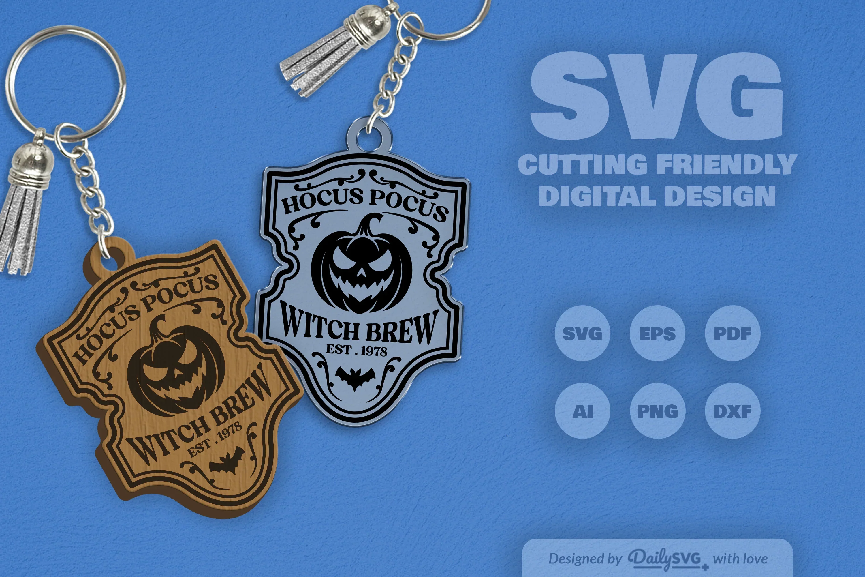Halloween Engraving Keychain Clipart SVG Bundle - Image 6