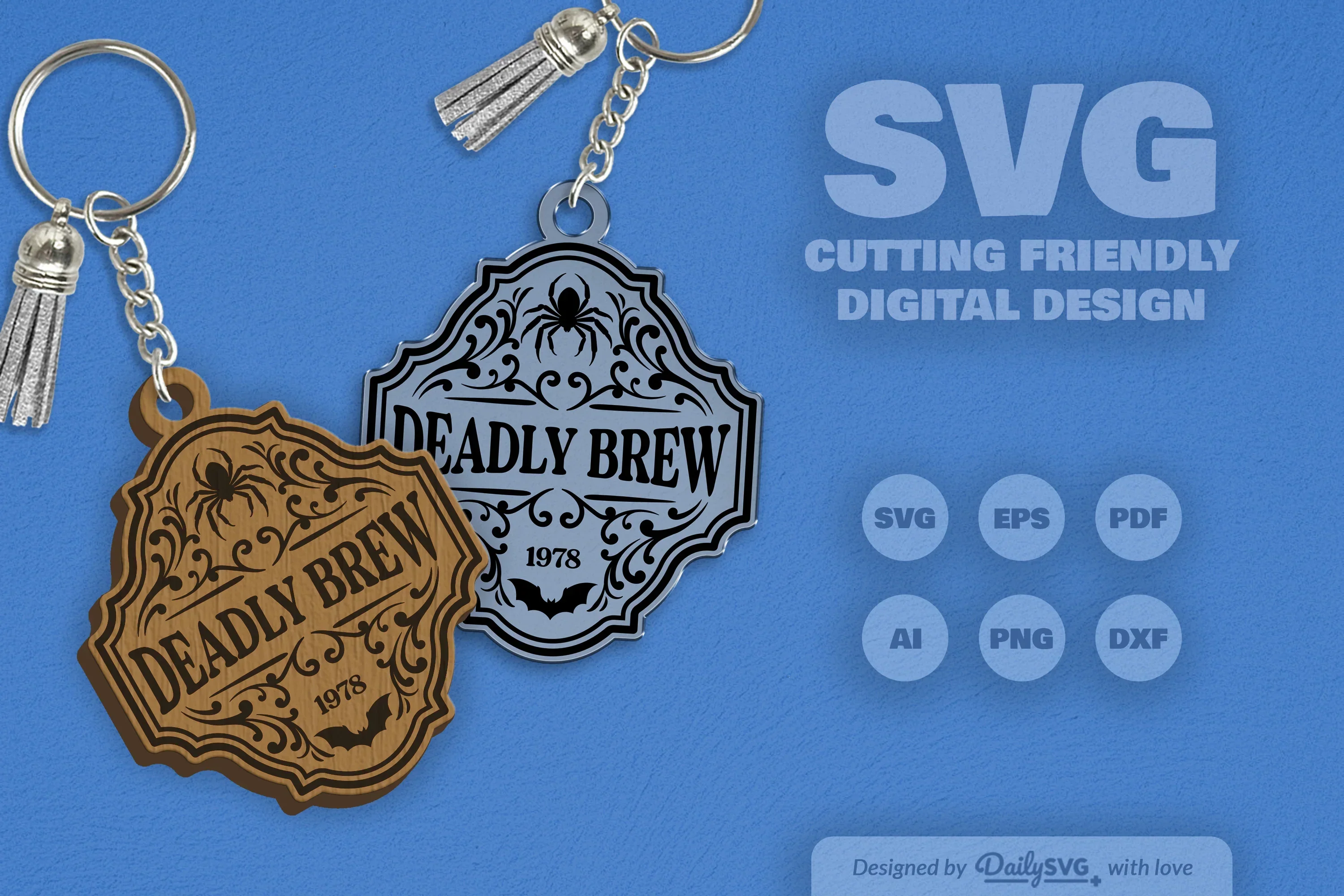 Halloween Engraving Keychain Clipart SVG Bundle - Image 8