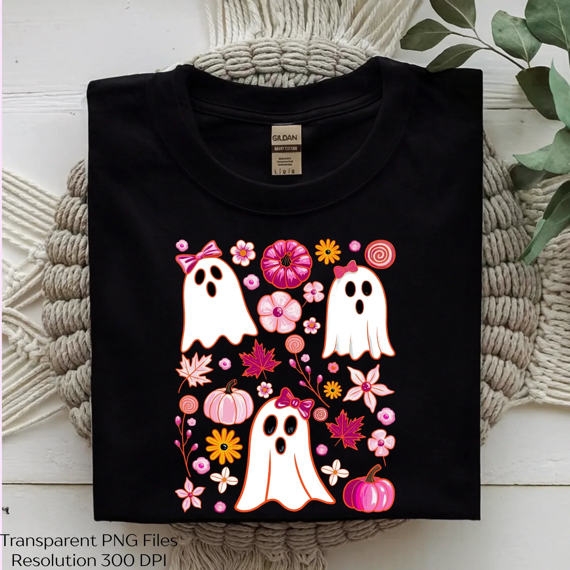 Halloween Floral Kawaii Ghost Coquette Clipart Bundle