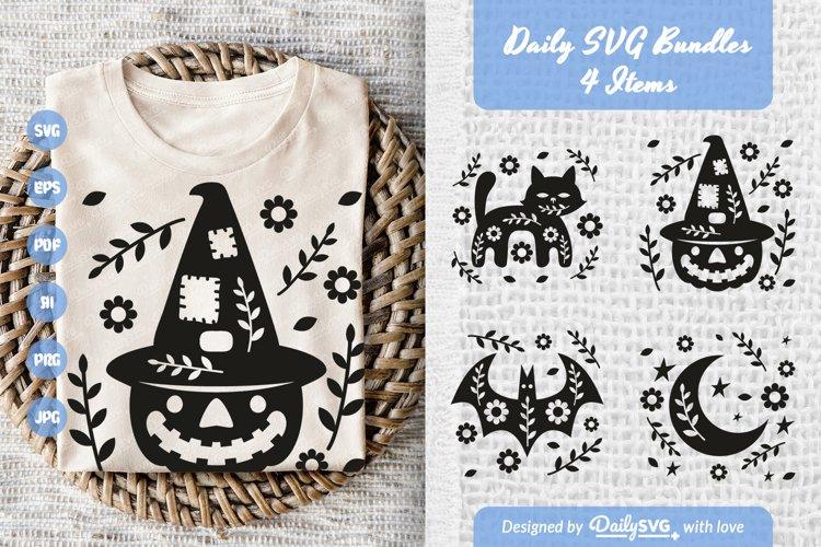 Halloween Folk Art Clipart SVG Bundle - 4 Items - Image 3