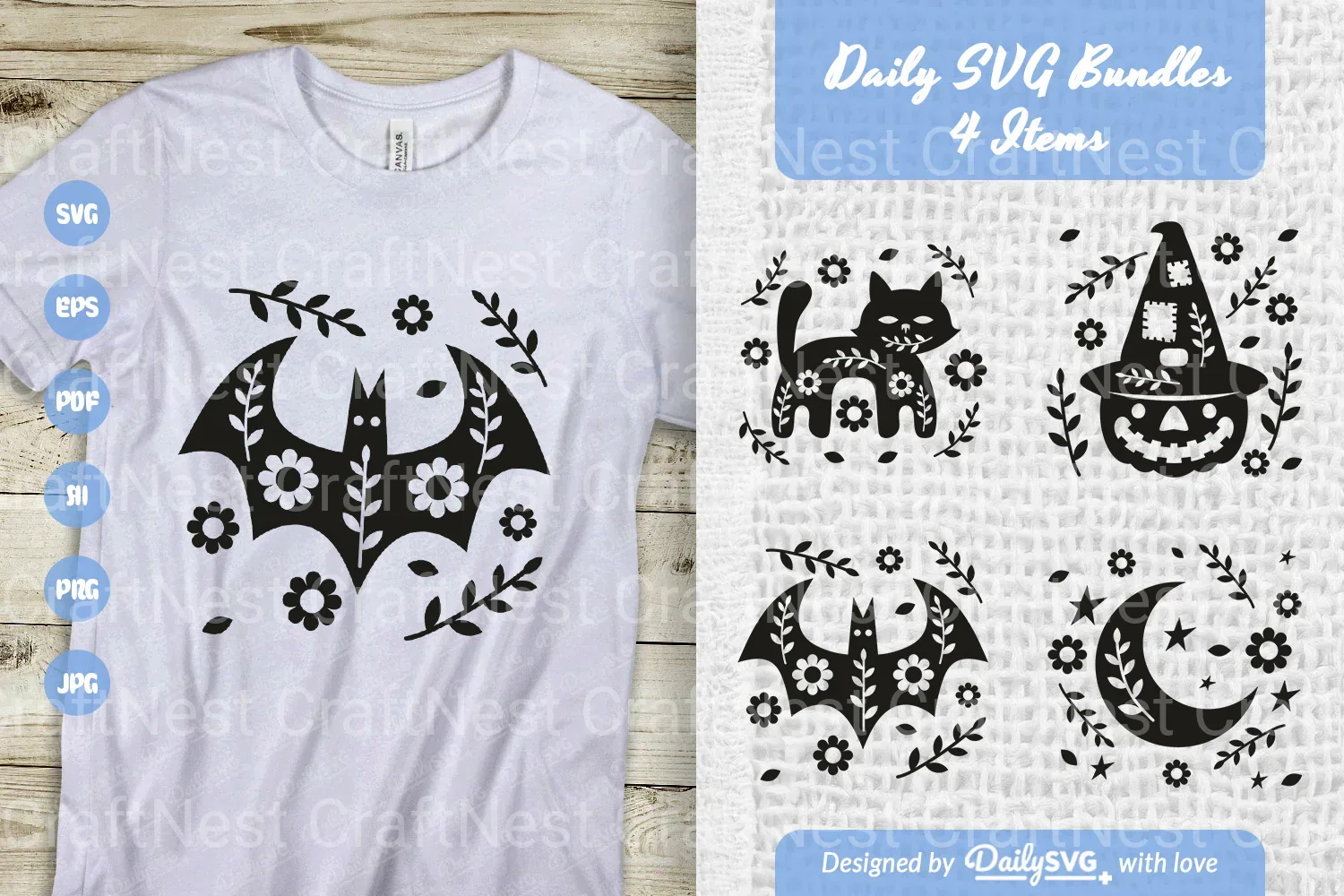 Halloween Folk Art Clipart SVG Bundle - 4 Items - Image 8