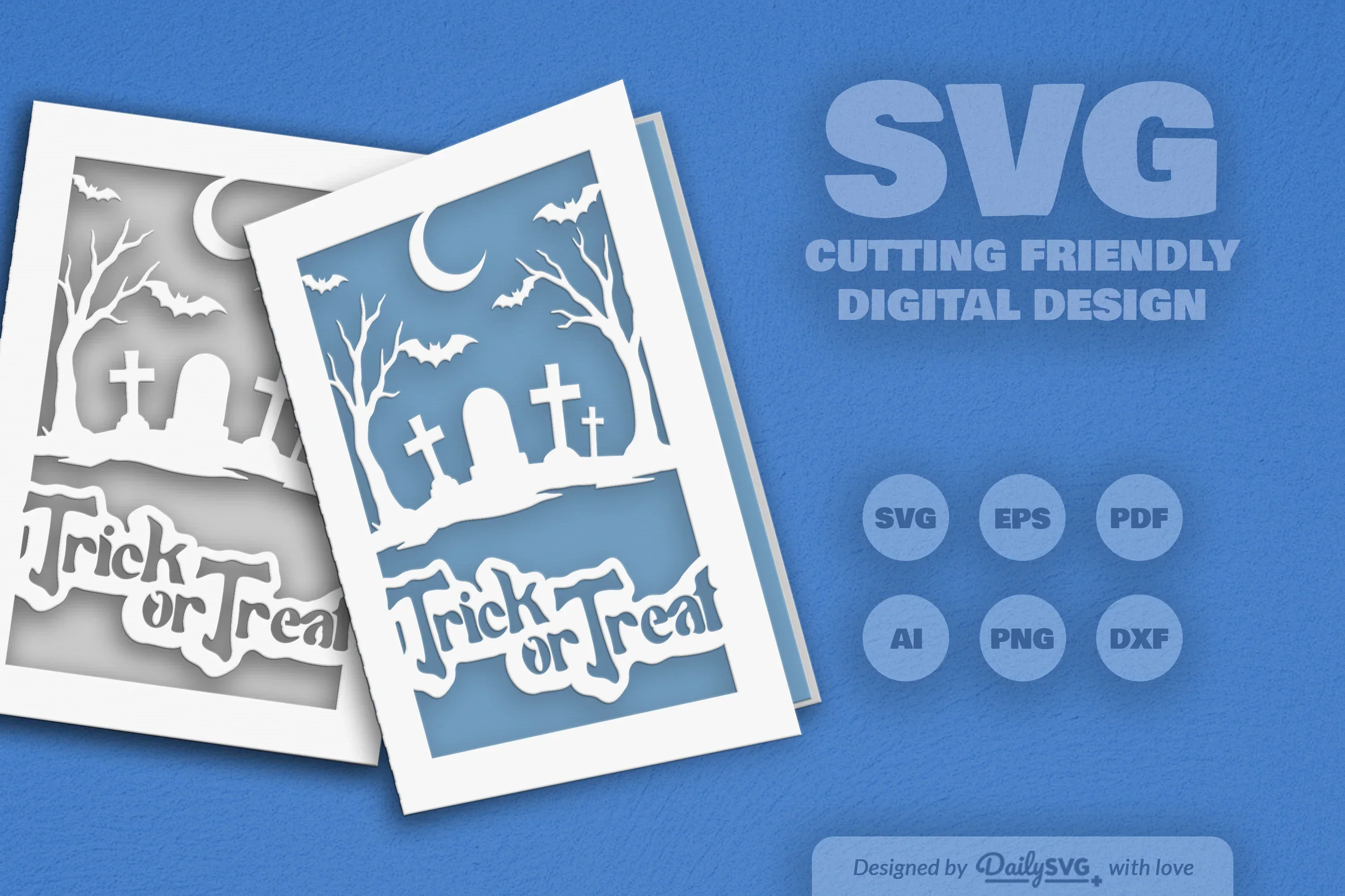 Halloween Greeting Card Papercut Clipart SVG Bundle - Image 10
