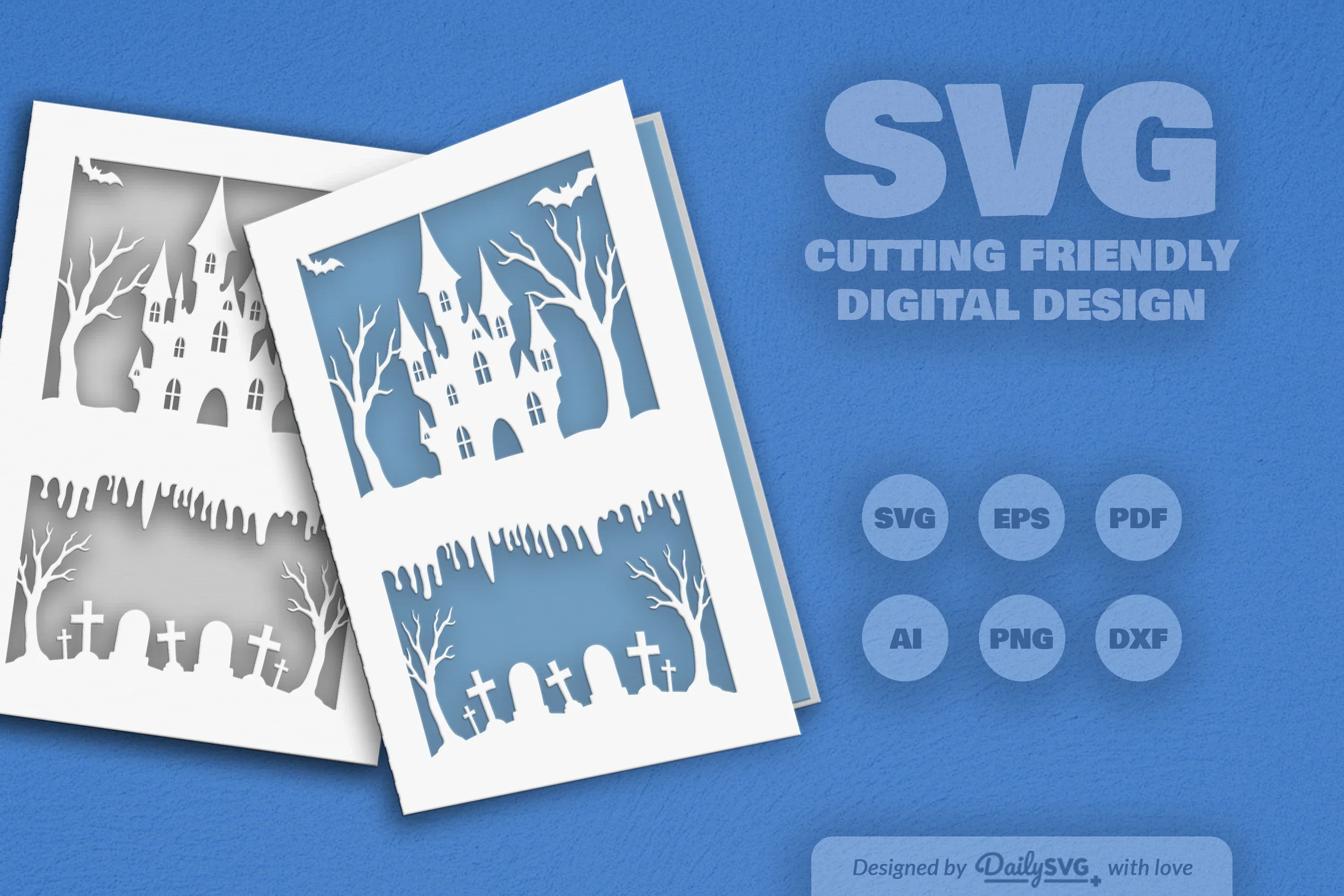 Halloween Greeting Card Papercut Clipart SVG Bundle - Image 9