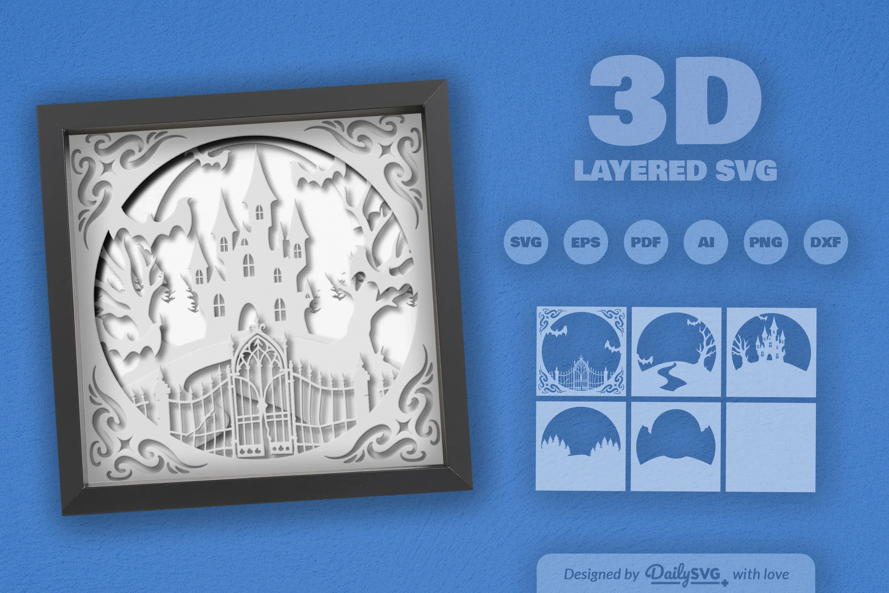 Halloween Haunted Castle 3D Papercut SVG Bundle - Image 2