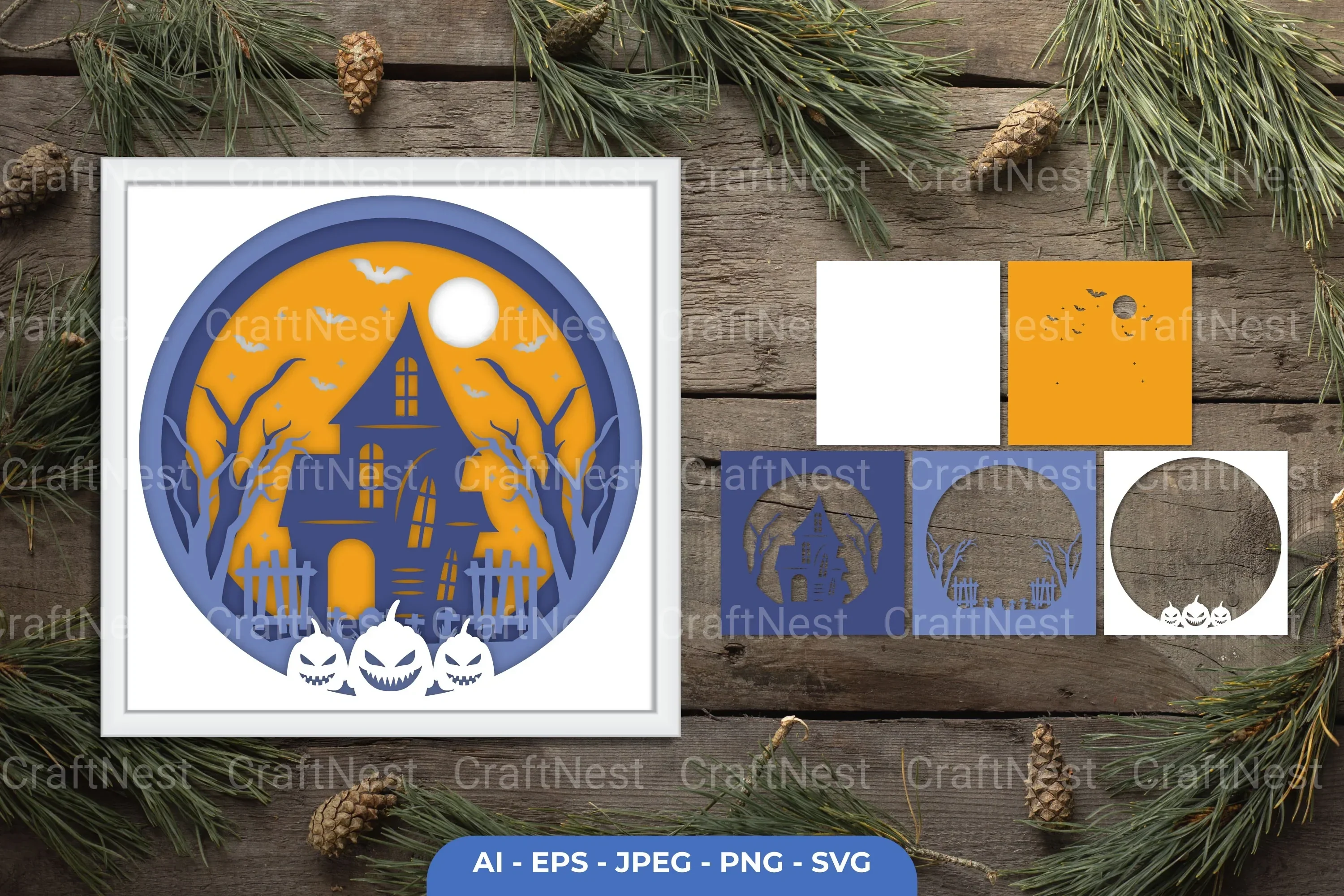 Halloween House Layered Papercut SVG Bundle