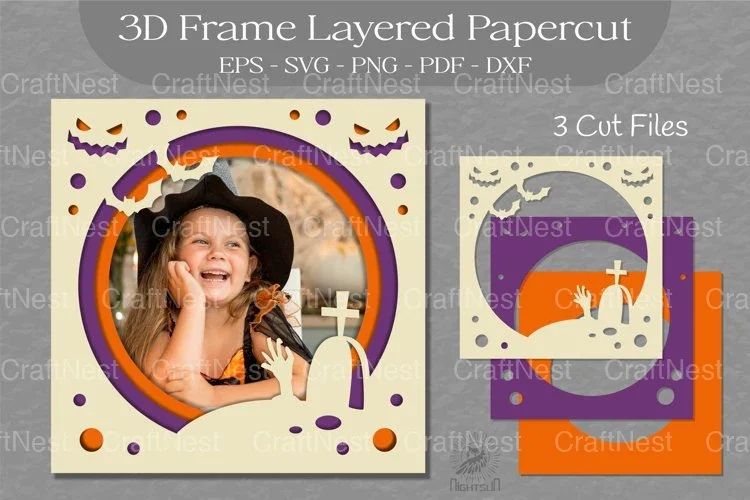 Halloween Layered 3D Frame SVG Bundle