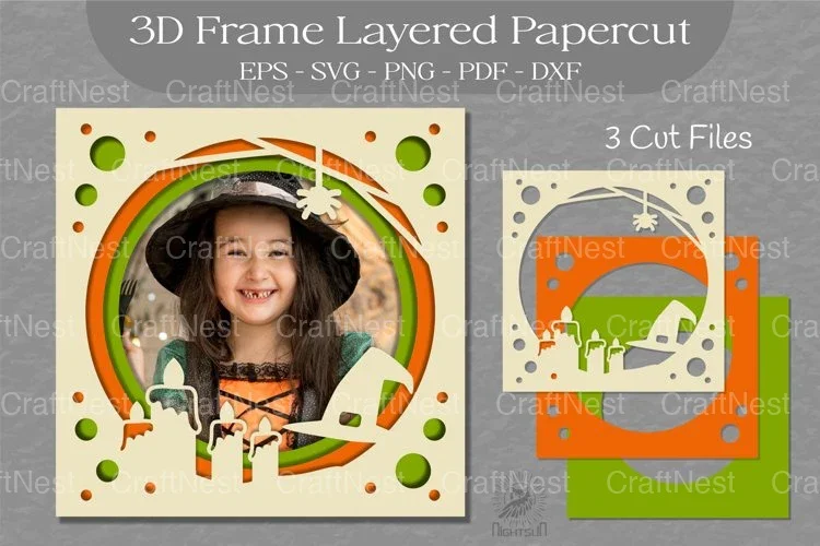Halloween Layered 3D Frame SVG Bundle