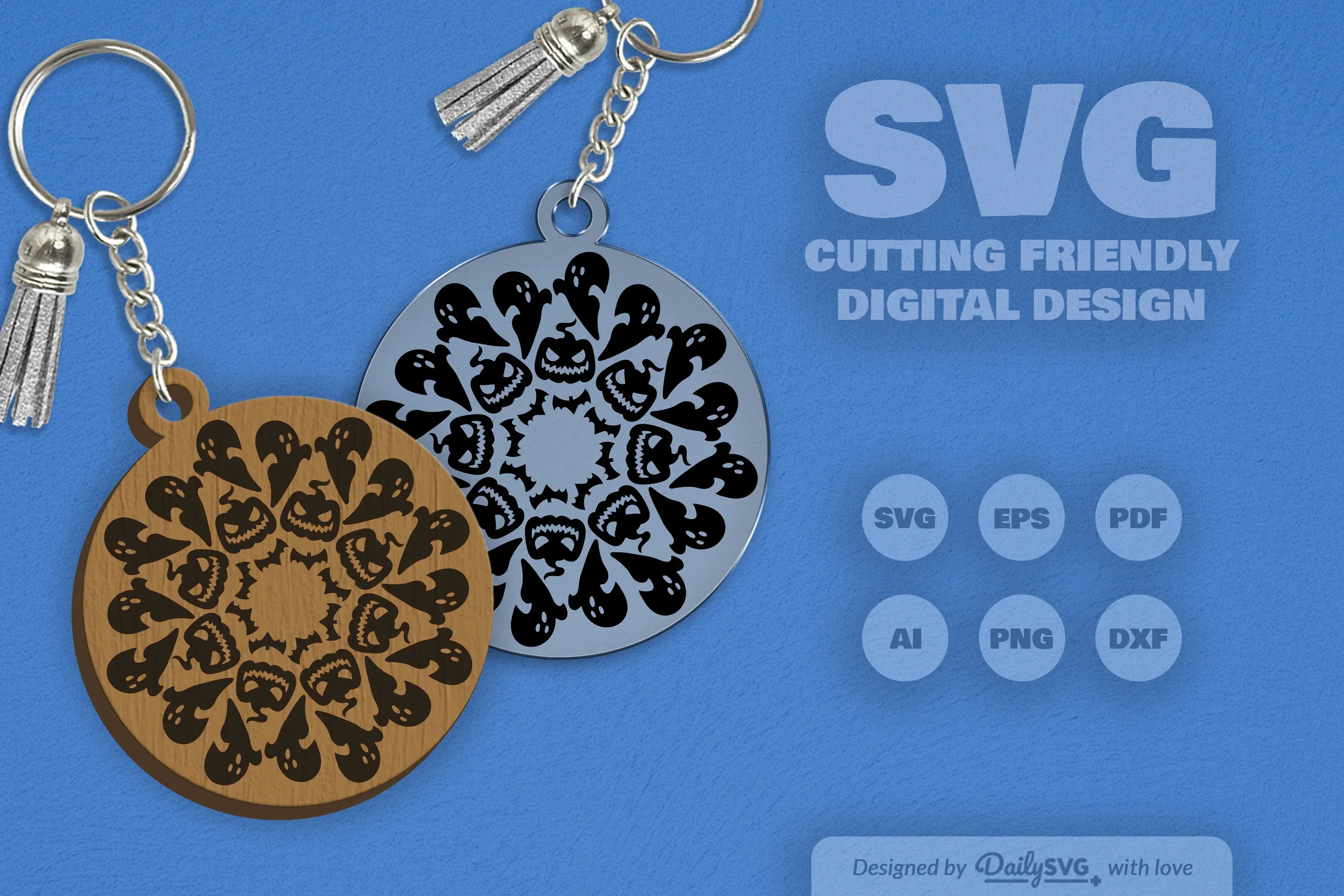 Halloween Mandala Keychain Clipart SVG Bundle - Image 11