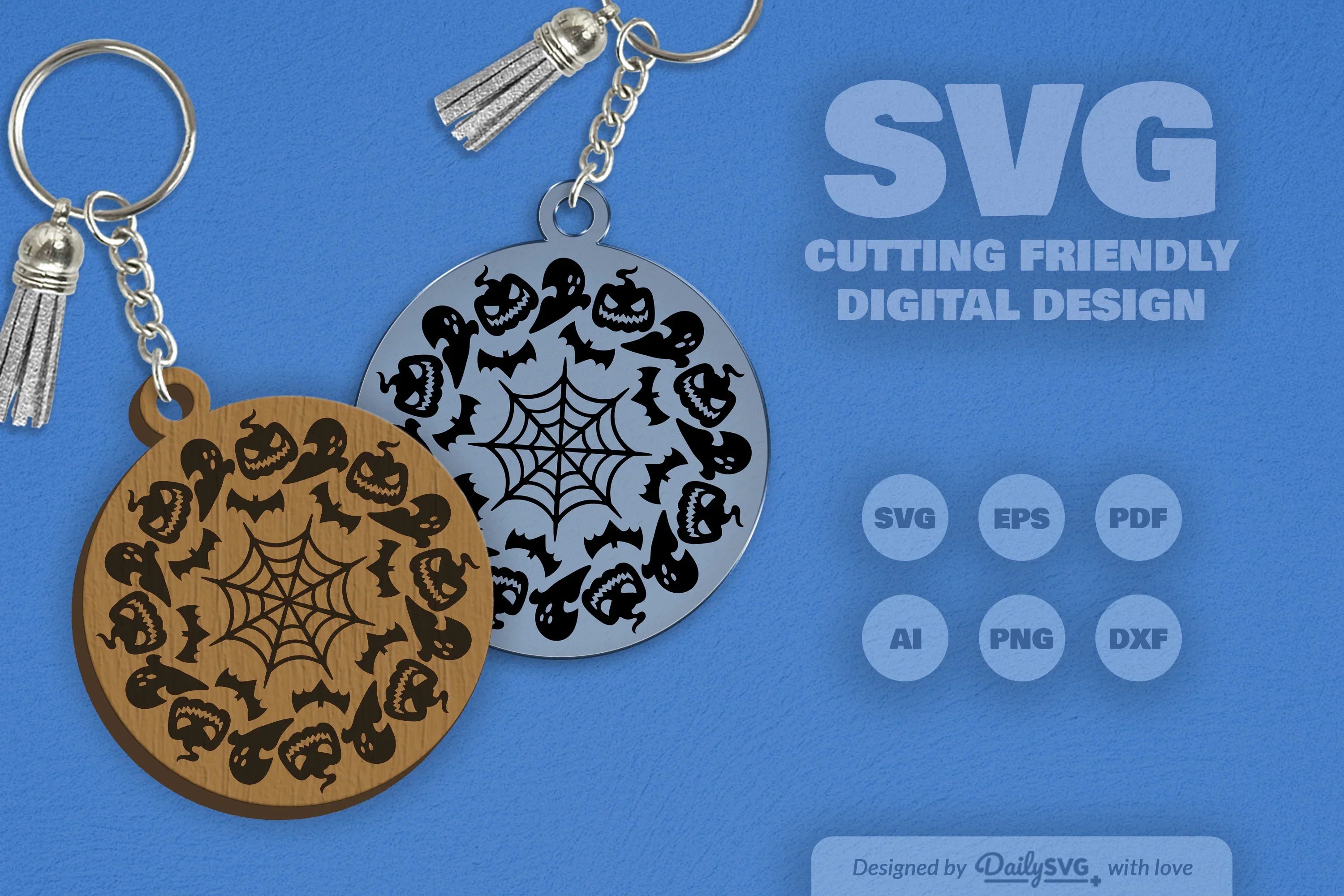 Halloween Mandala Keychain Clipart SVG Bundle - Image 5