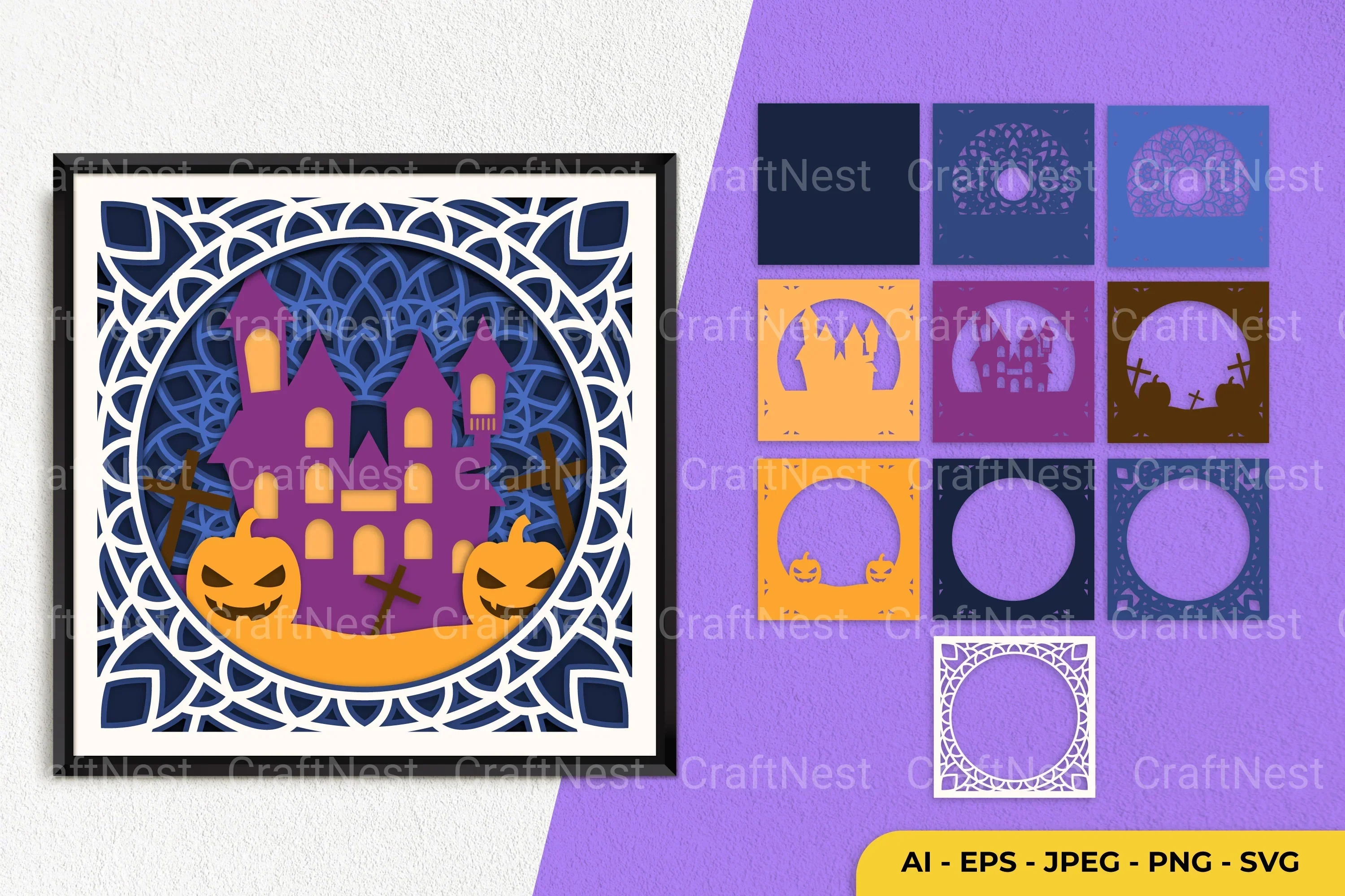 Halloween Mandala Layered Papercut SVG Bundle