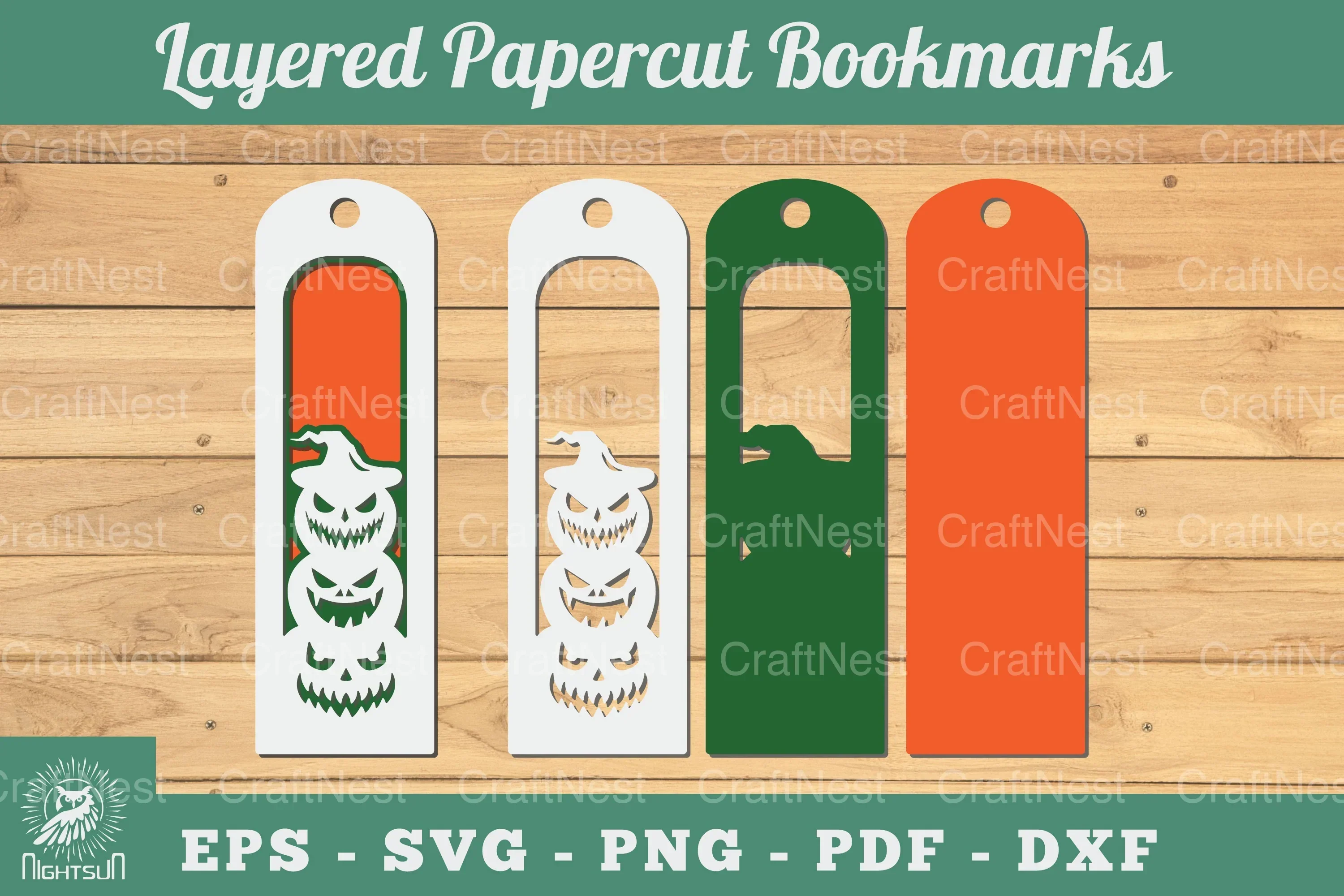 Halloween Pumpkin 3D Papercut Bookmarks Bundle