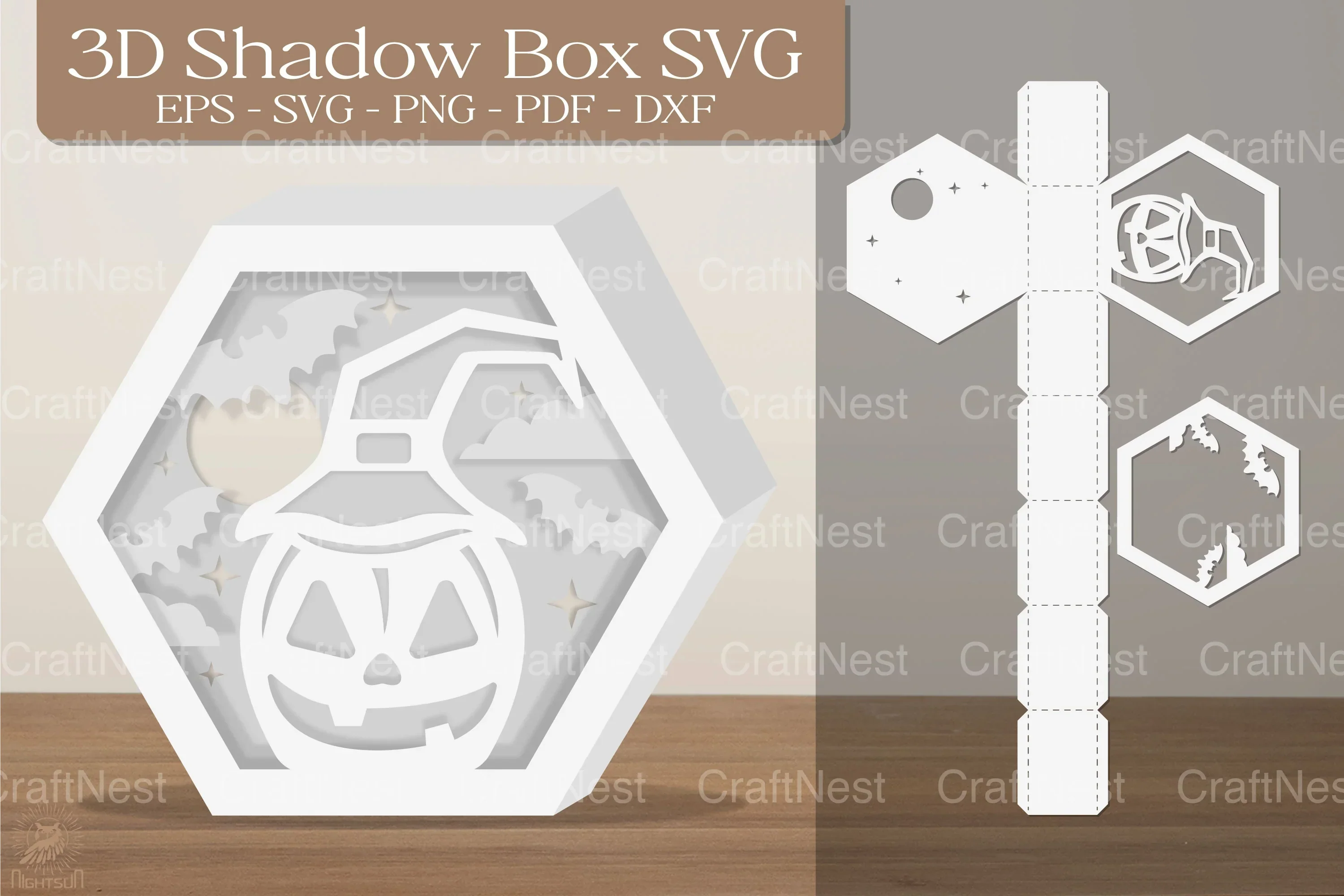 Halloween Pumpkin 3D Shadow Box Clipart Bundle