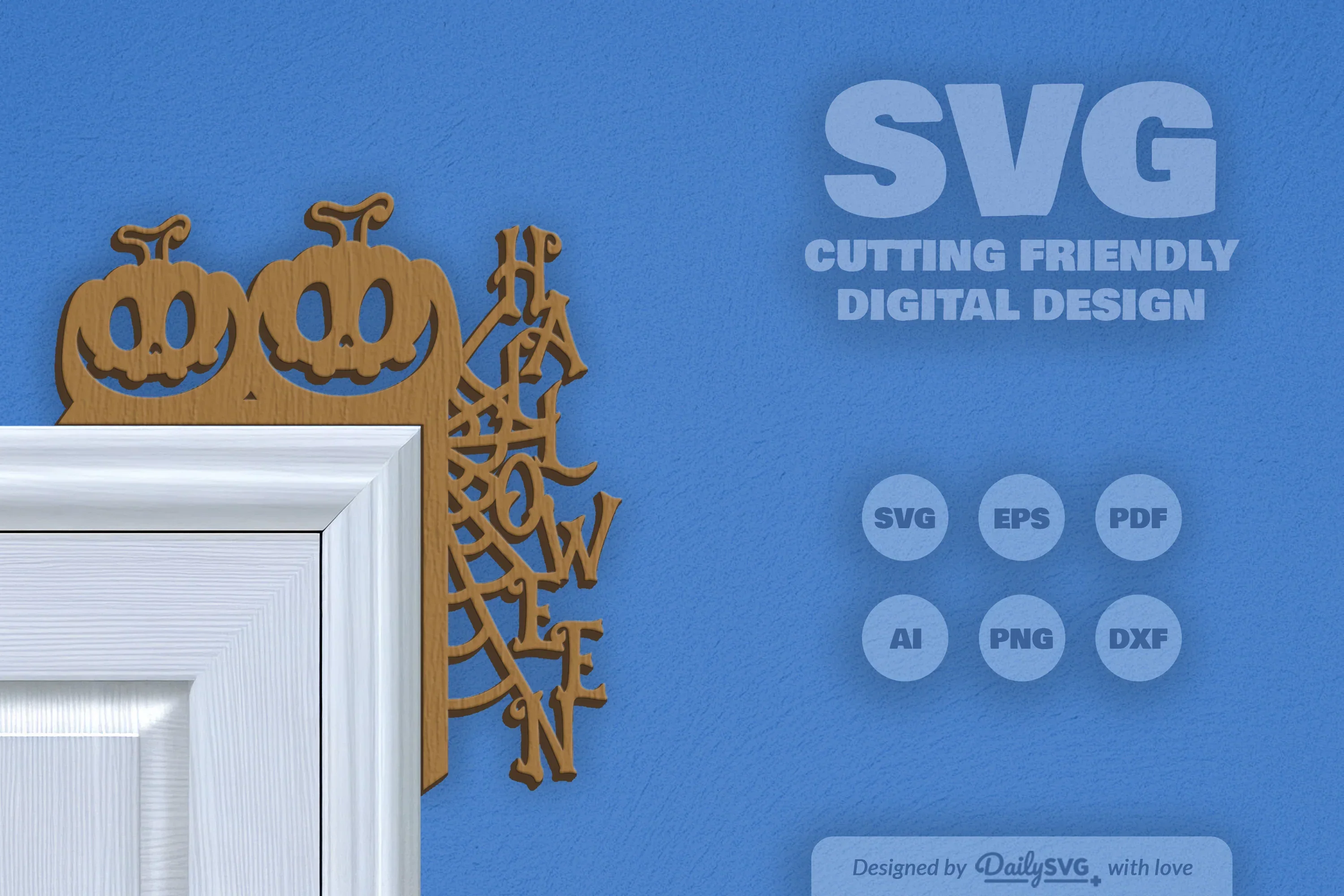 Halloween Pumpkin Door Corner Laser Cut Clipart SVG Bundle - Image 8