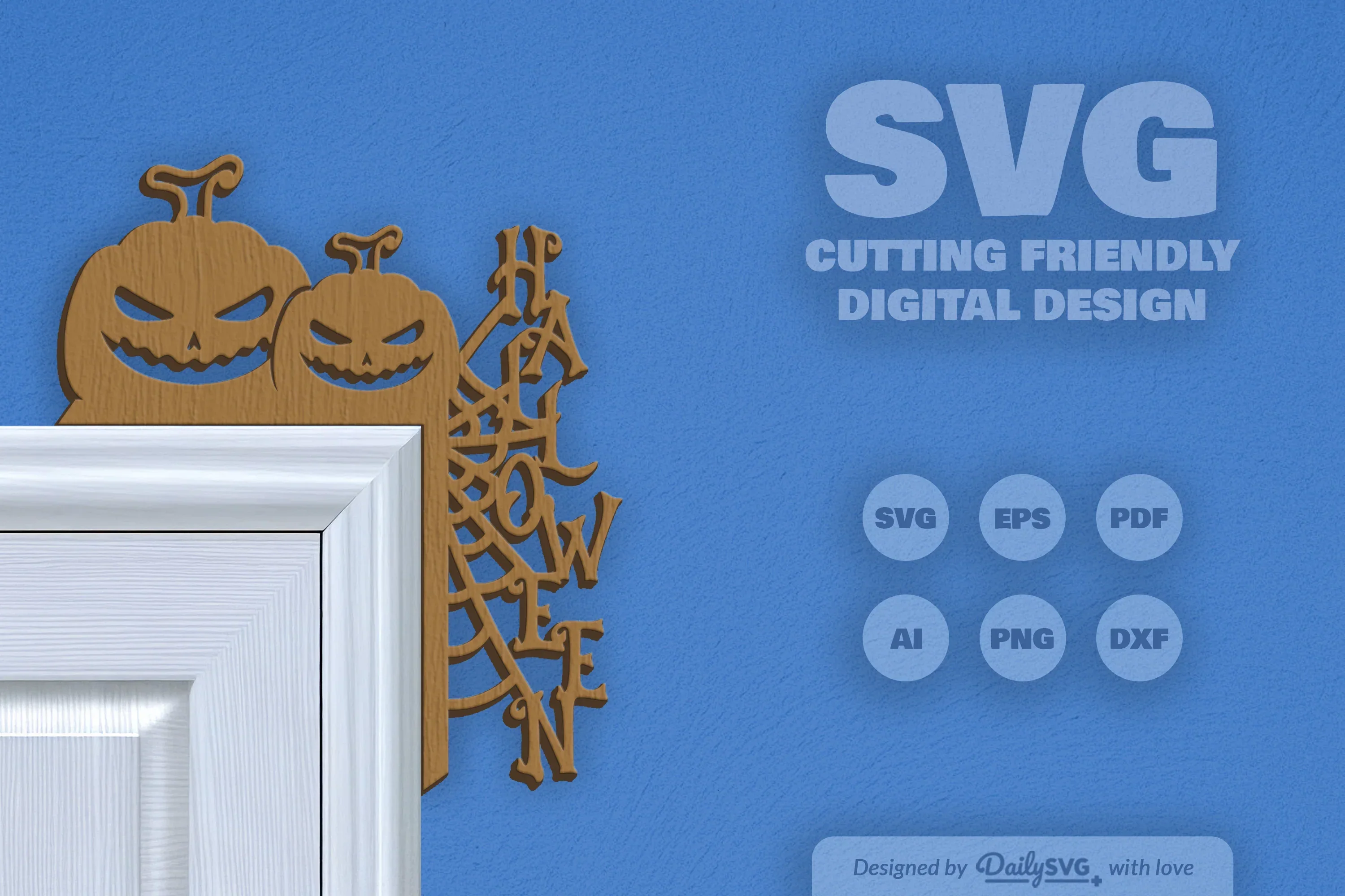 Halloween Pumpkin Door Corner Laser Cut Clipart SVG Bundle - Image 9