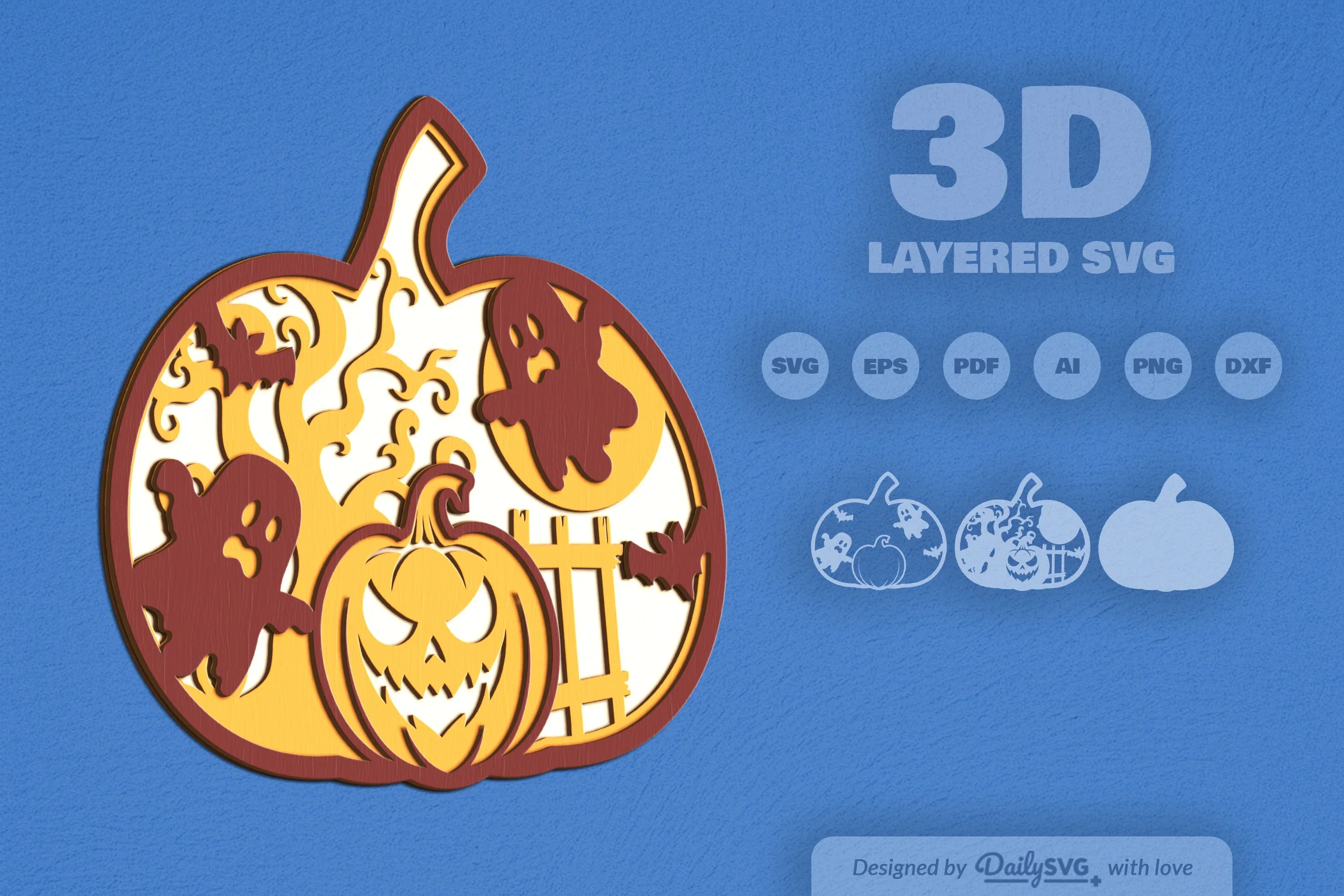 Halloween Pumpkin Ghost Laser Cut SVG Bundle - Image 2