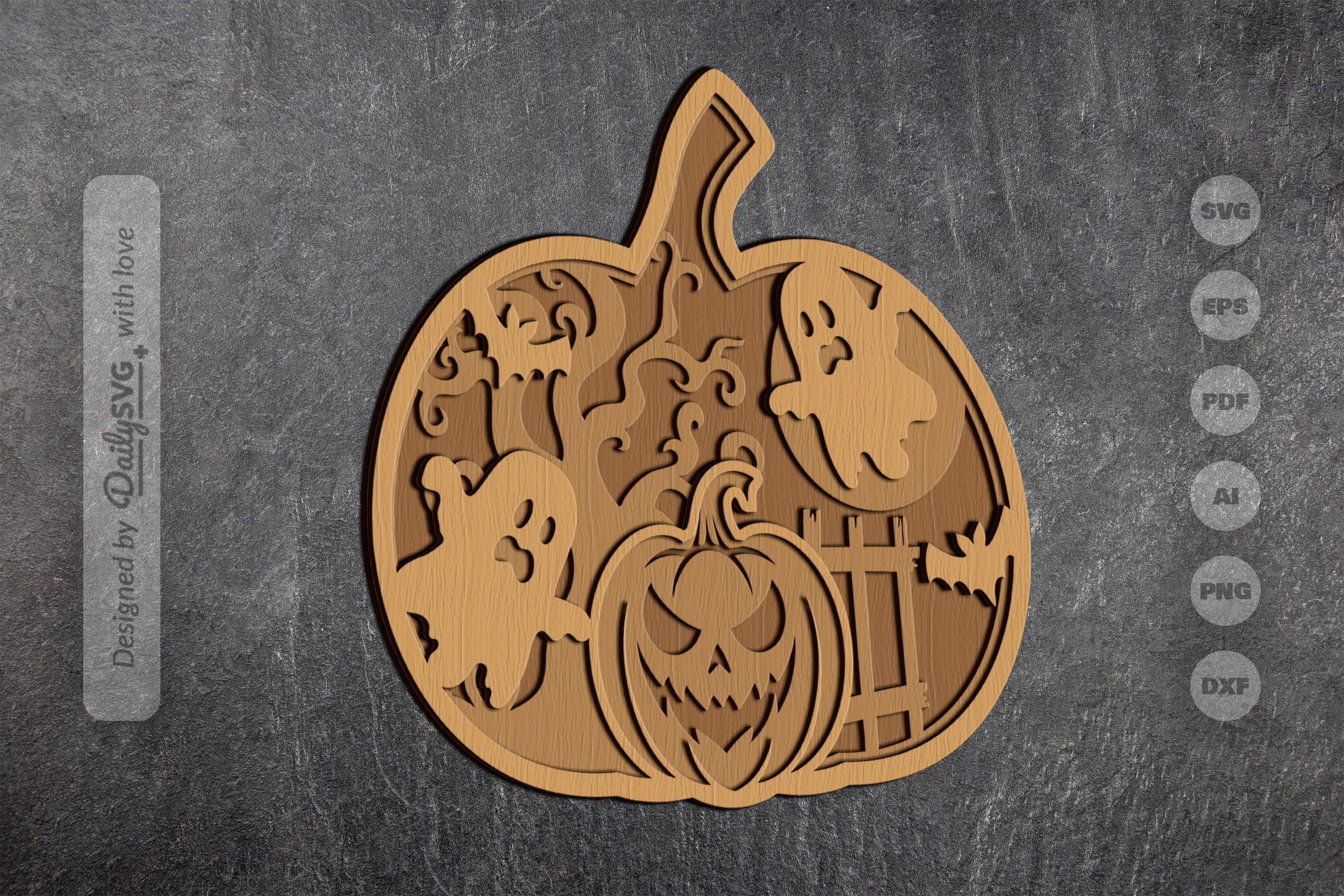 Halloween Pumpkin Ghost Laser Cut SVG Bundle - Image 3