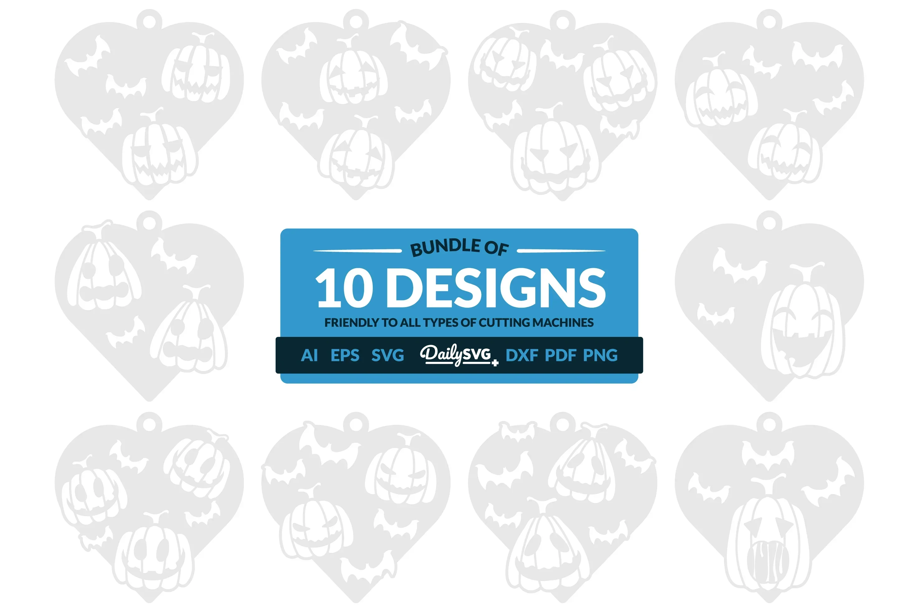 Halloween Pumpkin Heart Keychain Clipart SVG Bundle