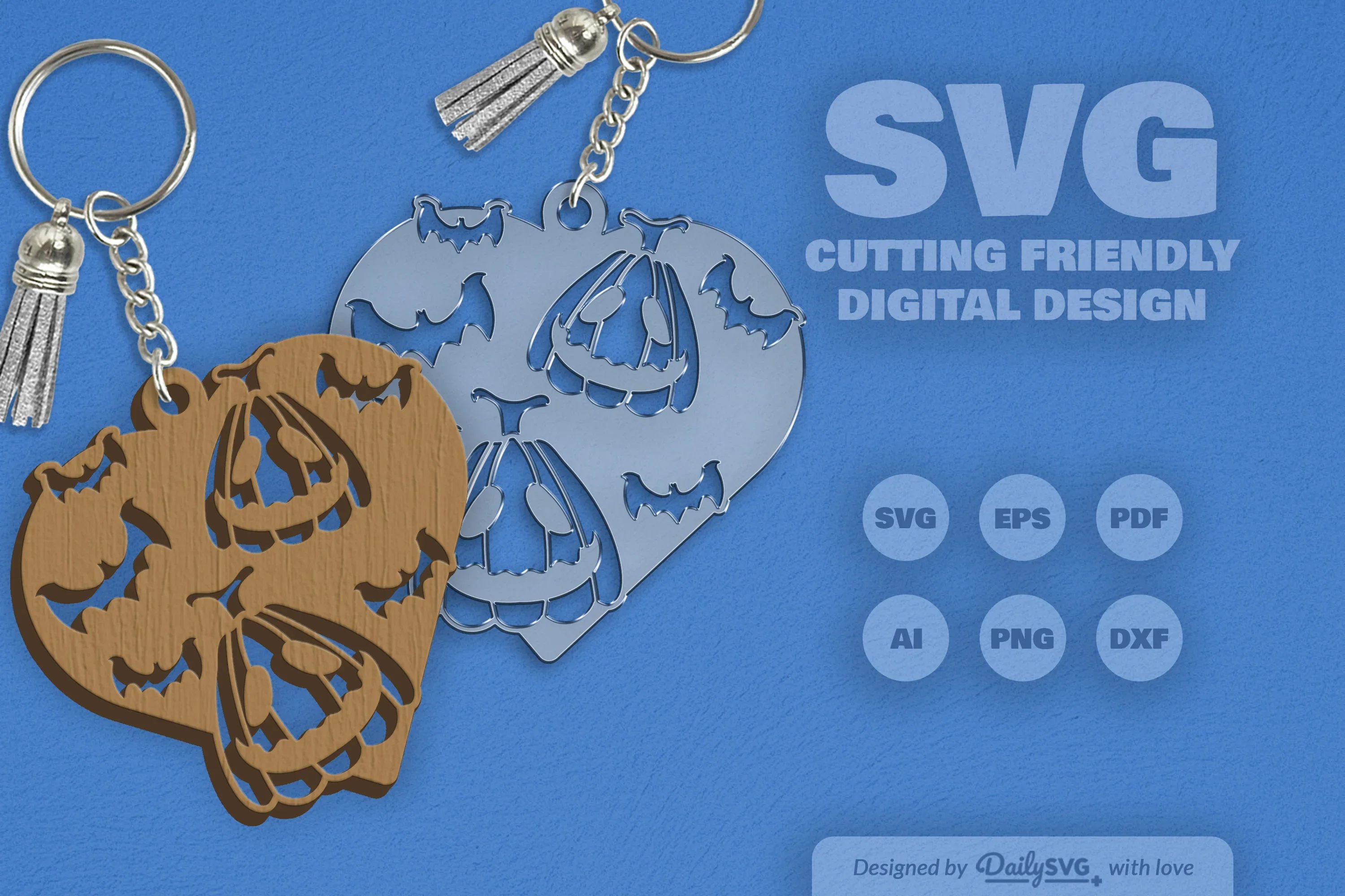 Halloween Pumpkin Heart Keychain Clipart SVG Bundle - Image 10