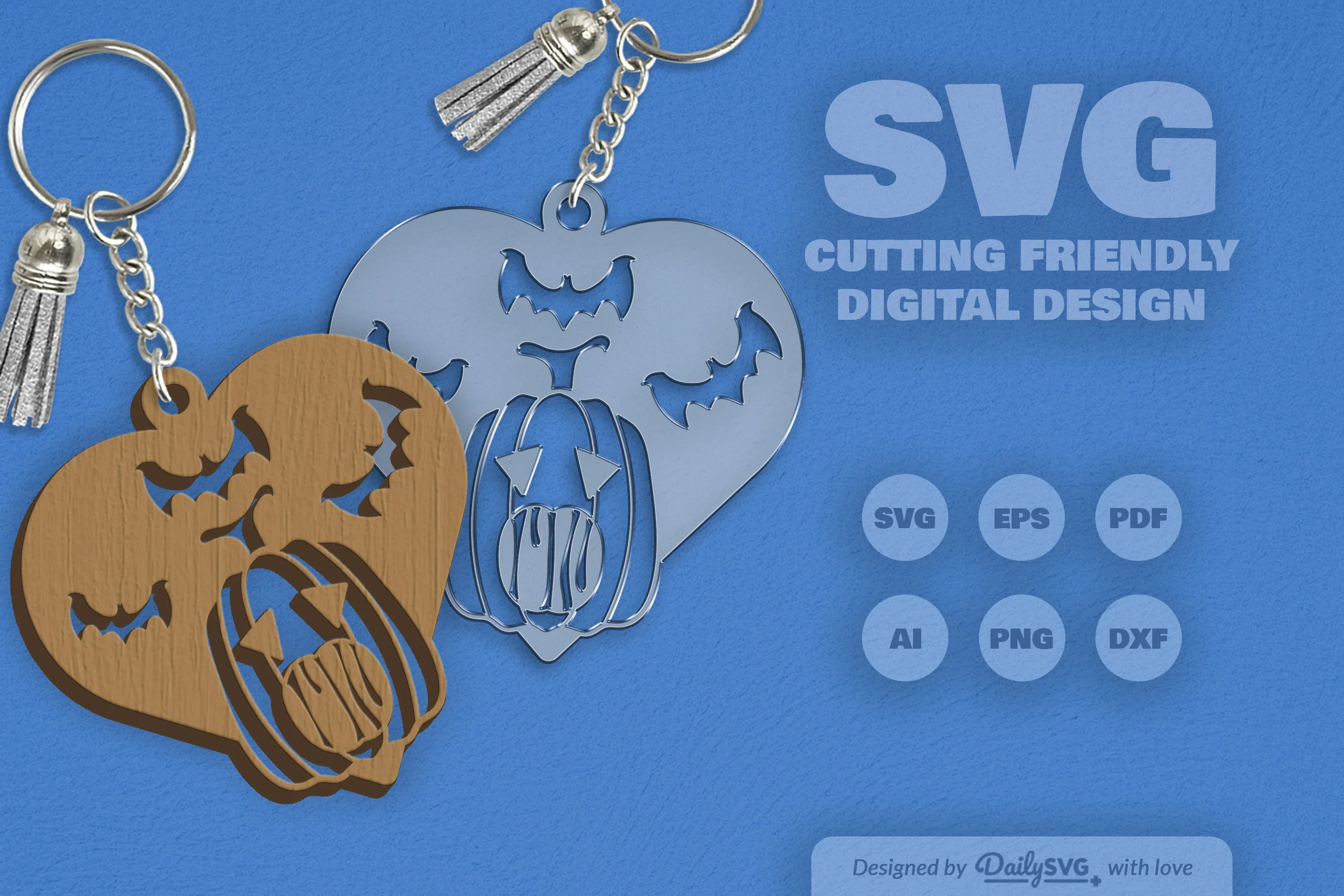 Halloween Pumpkin Heart Keychain Clipart SVG Bundle - Image 11
